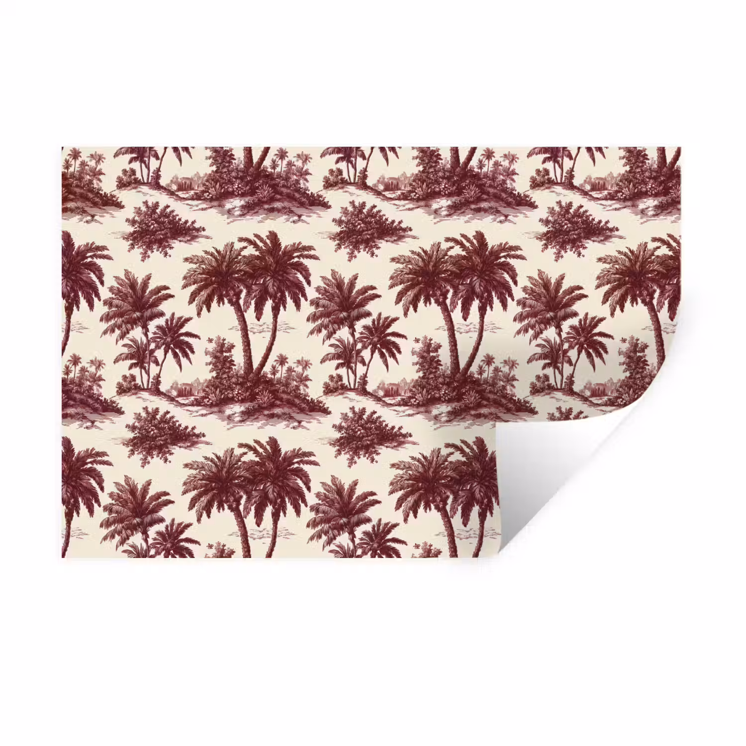 Tropisch - Geometrisch - Bordeauxrood Muursticker klein 286 -3d