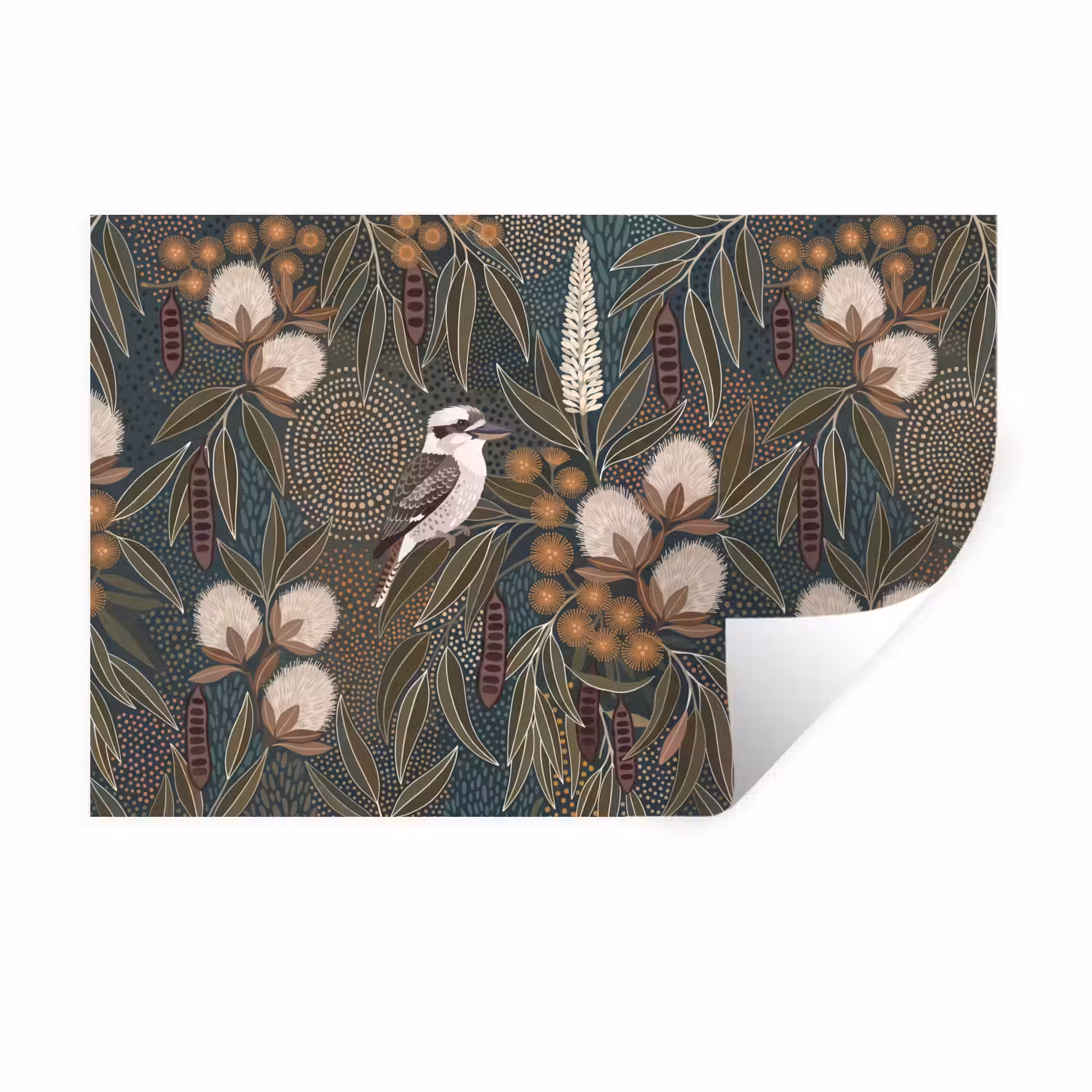 Vogel - Bladeren - Natuur - Illustratie - Groen Muursticker klein -3d