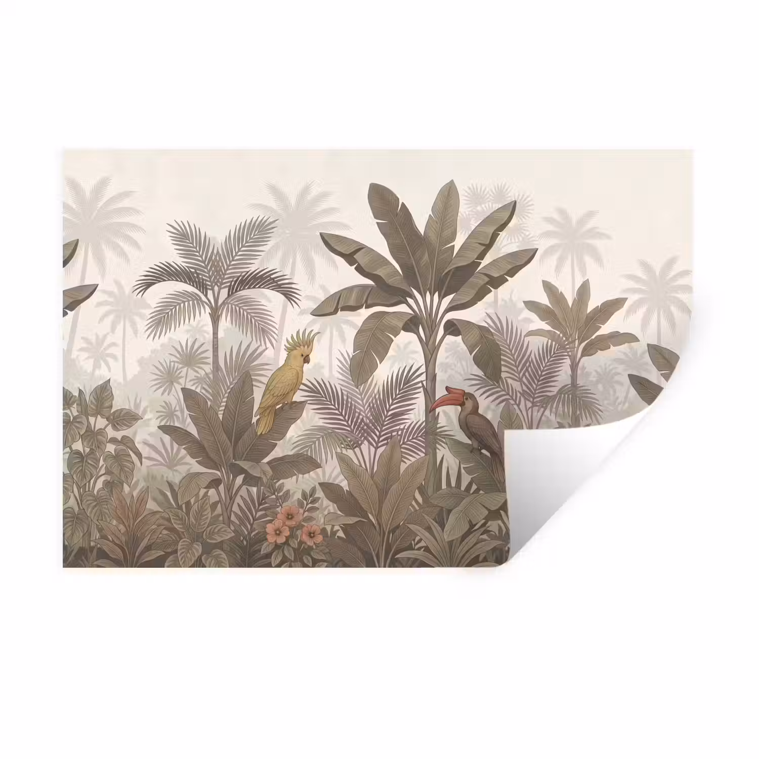 Vogel - Jungle - Tropisch - Illustratie - Groen Muursticker klein -3d