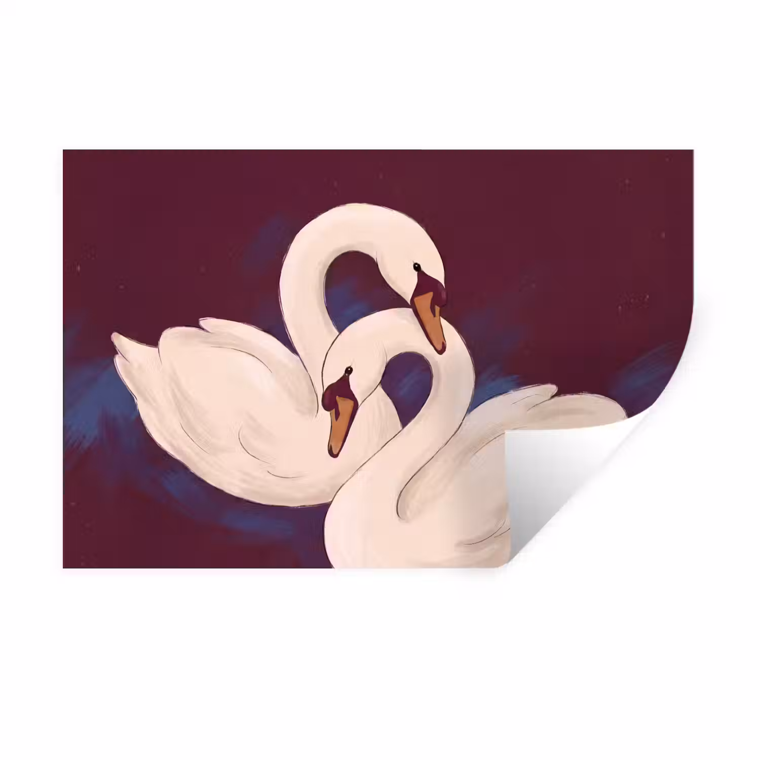 Vogel - Koppel - Liefde - Abstract - Wit Muursticker klein -3d
