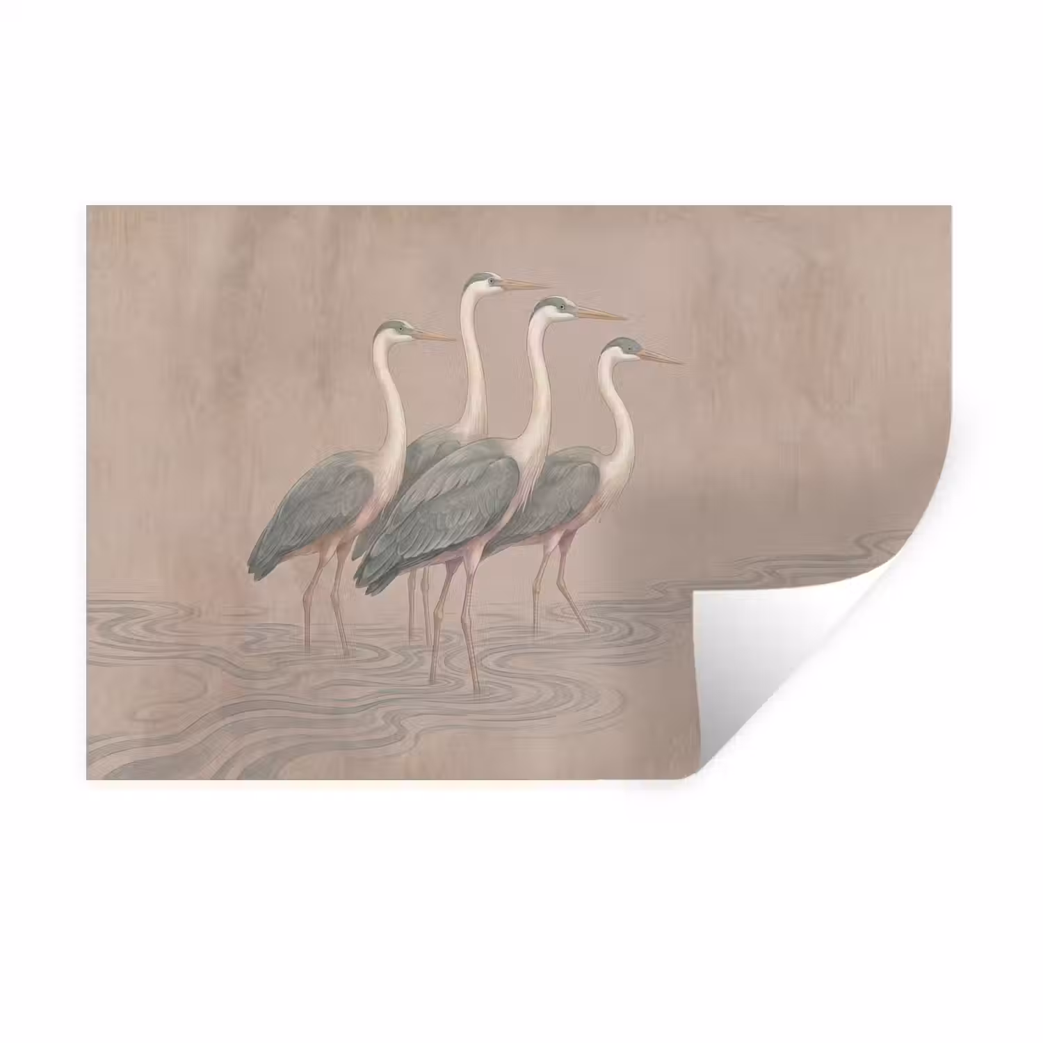 Vogel - Water - Natuur - Vintage Muursticker klein -3d