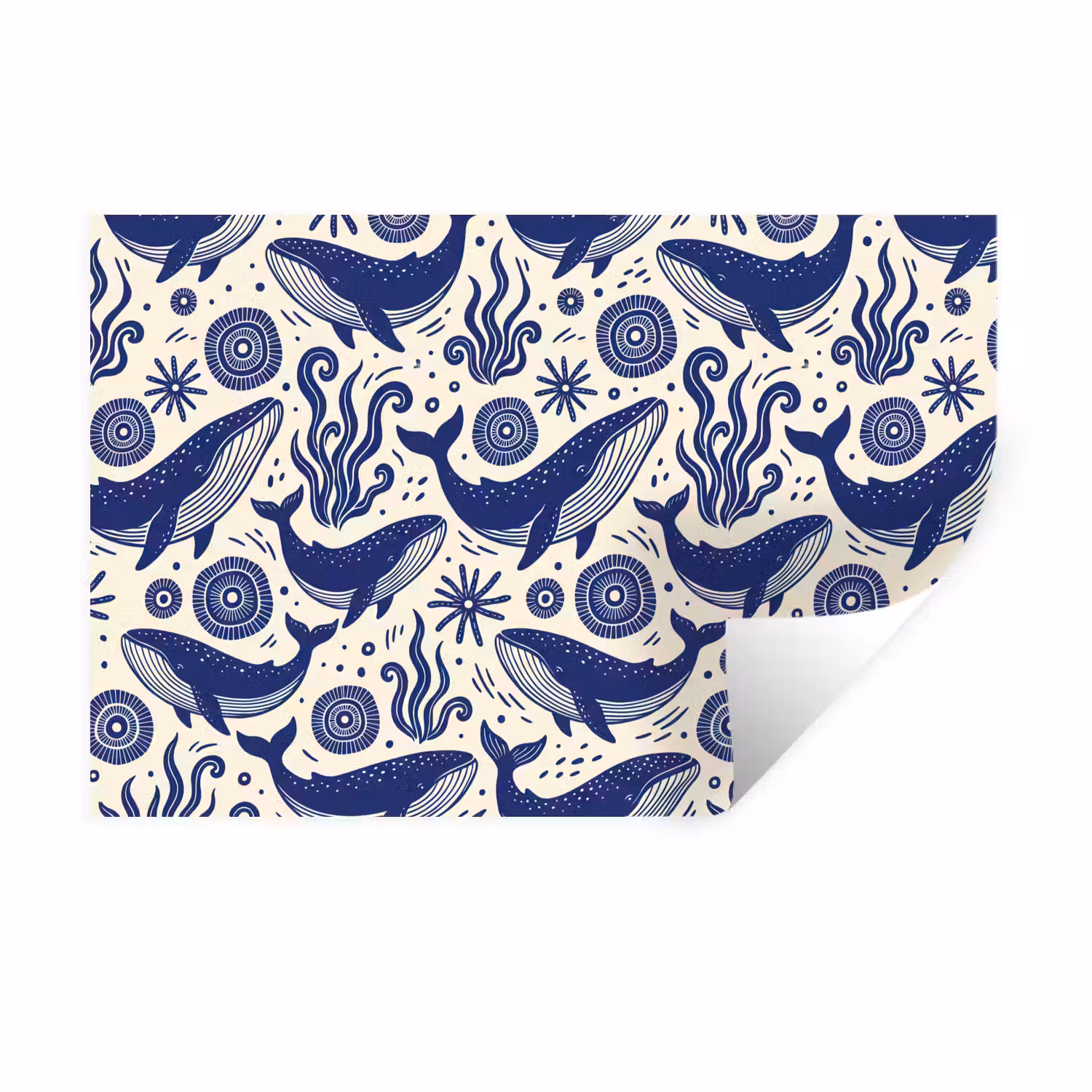 Walvis - Onderwater - Dieren - Abstract - Blauw Muursticker klein -3d