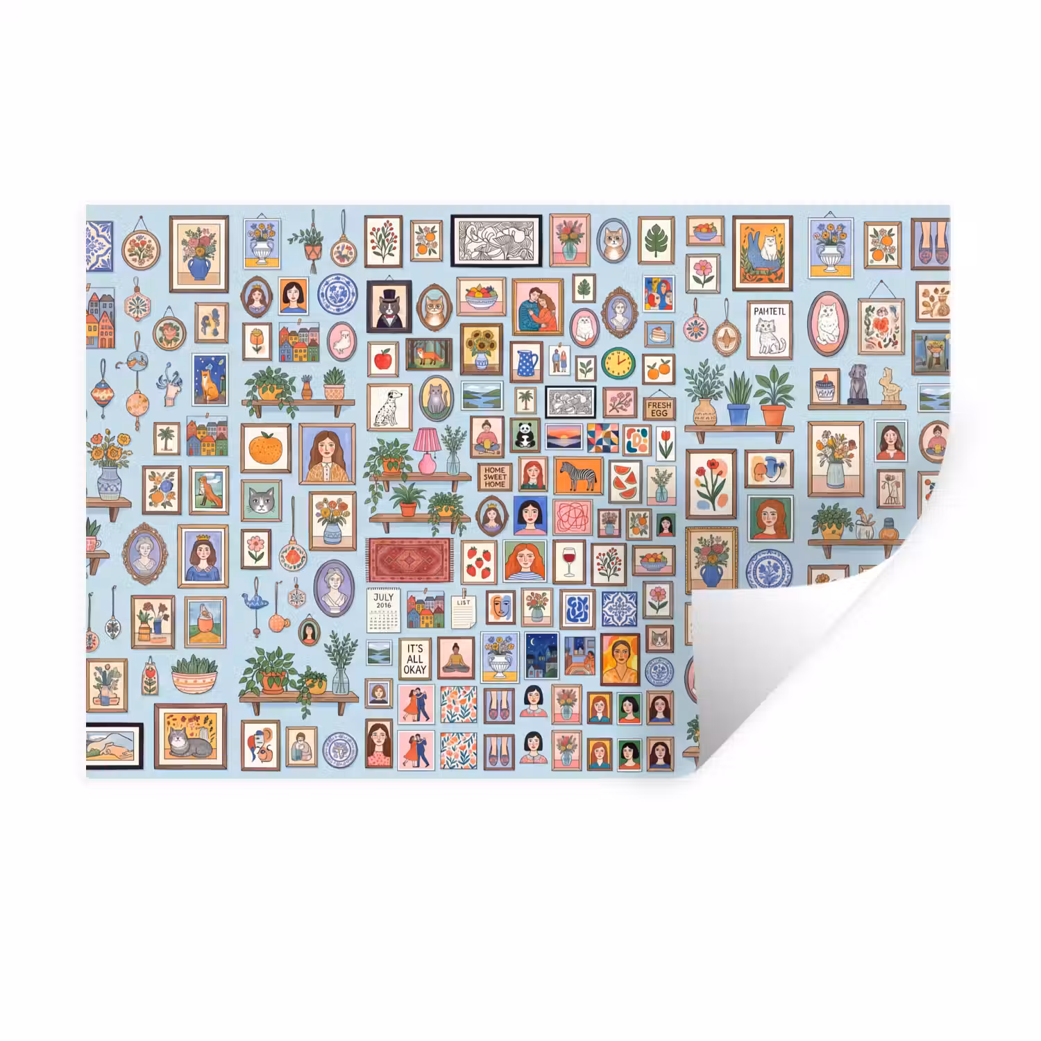 Wanddecoratie - Collectie - Huis - Illustratief - Kleurrijk Muursticker klein -3d