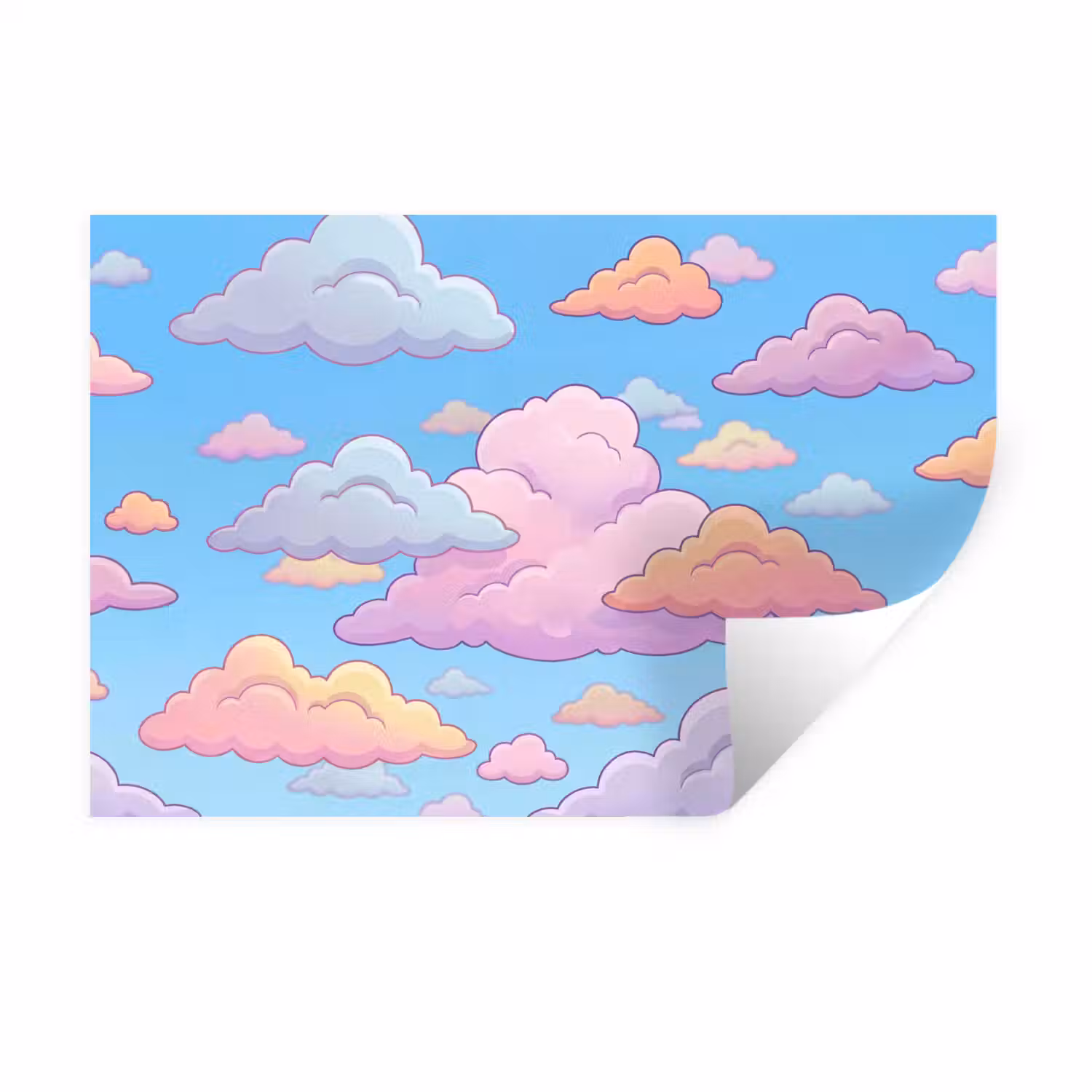 Wolk - Lucht - Natuur - Illustratie - Pastel Muursticker klein -3d