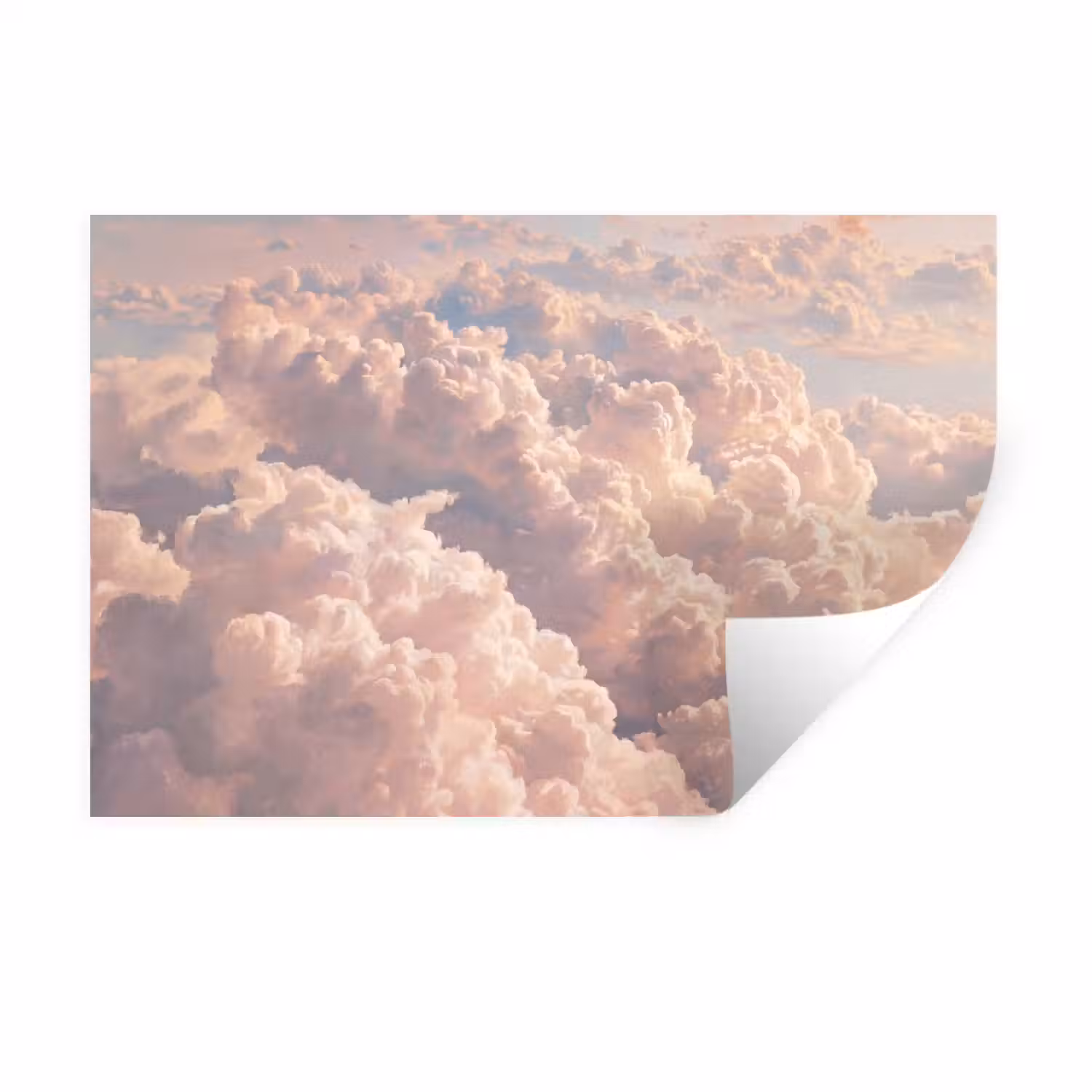 Wolken - Zonsondergang - Natuur - Pastel - Roze Muursticker klein -3d