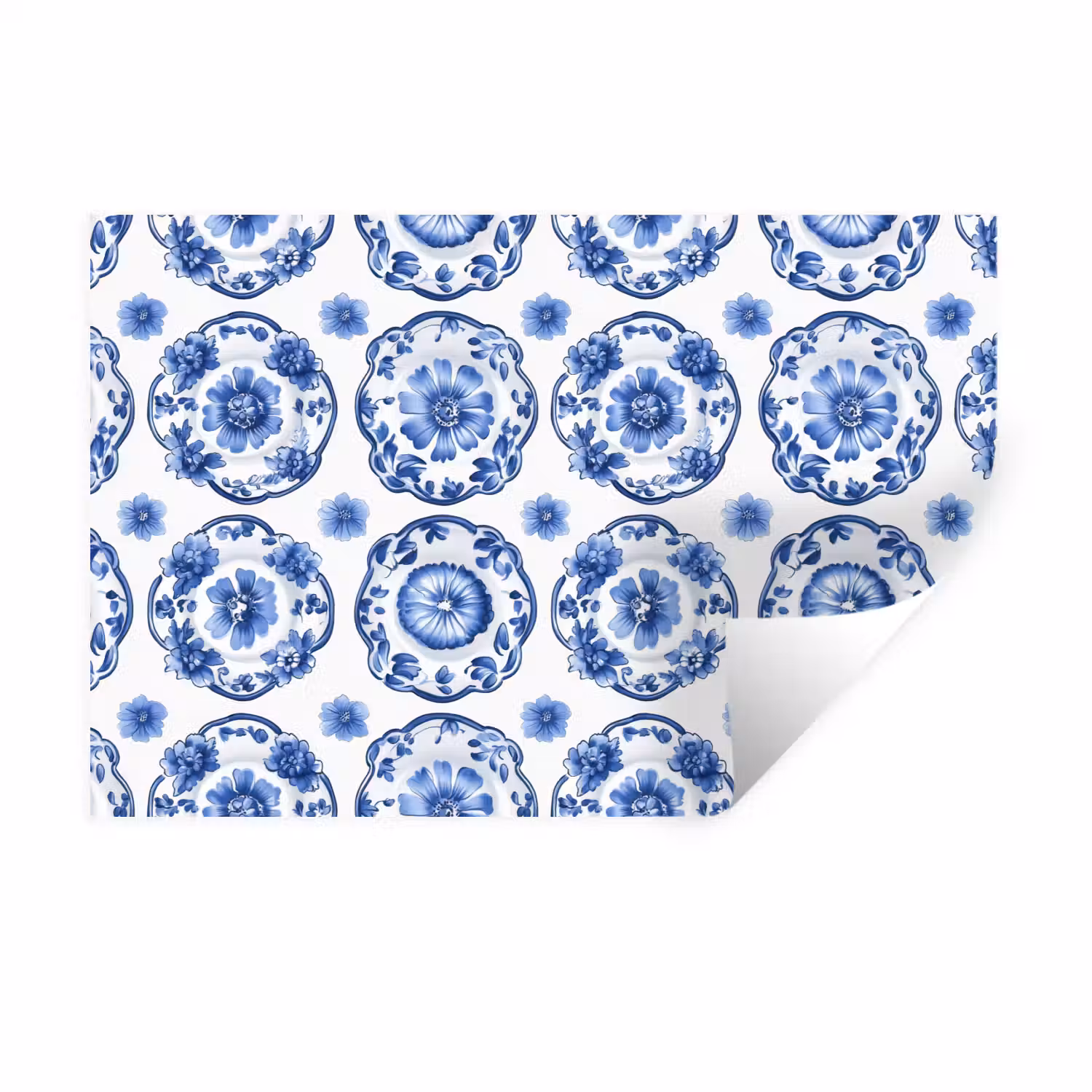 Sierborden - Bloemen - Blauw Muursticker klein 286 -3d