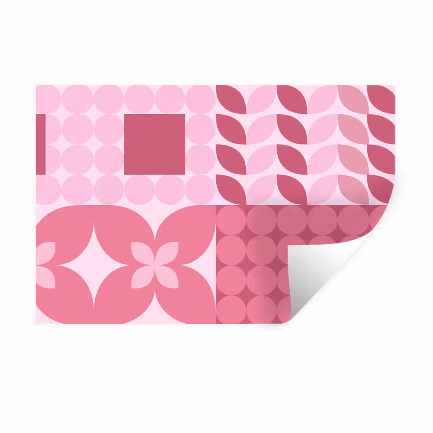 Abstract - Geometrisch - Patroon - Modern - Roze Muursticker klein -3d