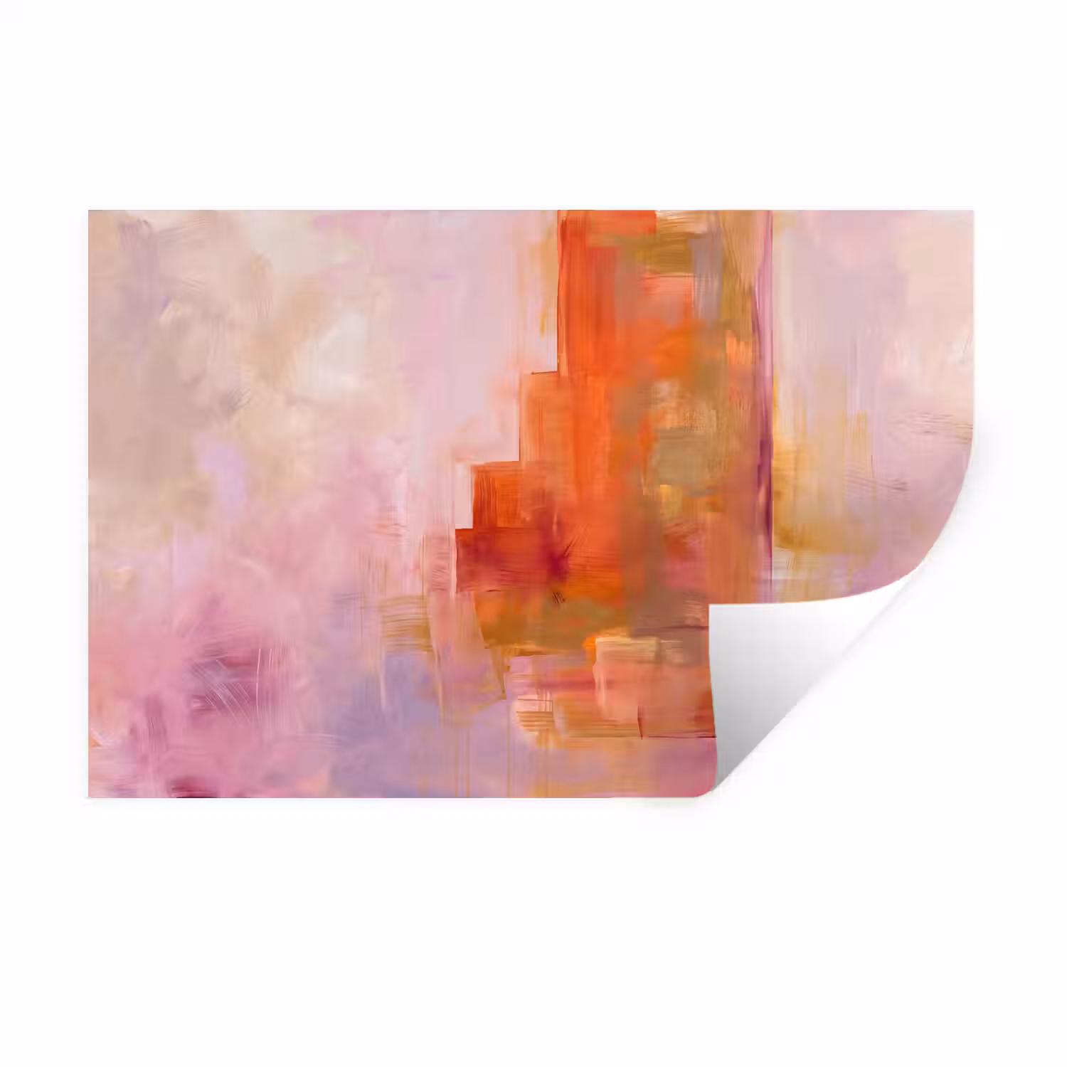 Abstract - Borstelstreken - Kunst - Paars - Goud Muursticker klein -3d