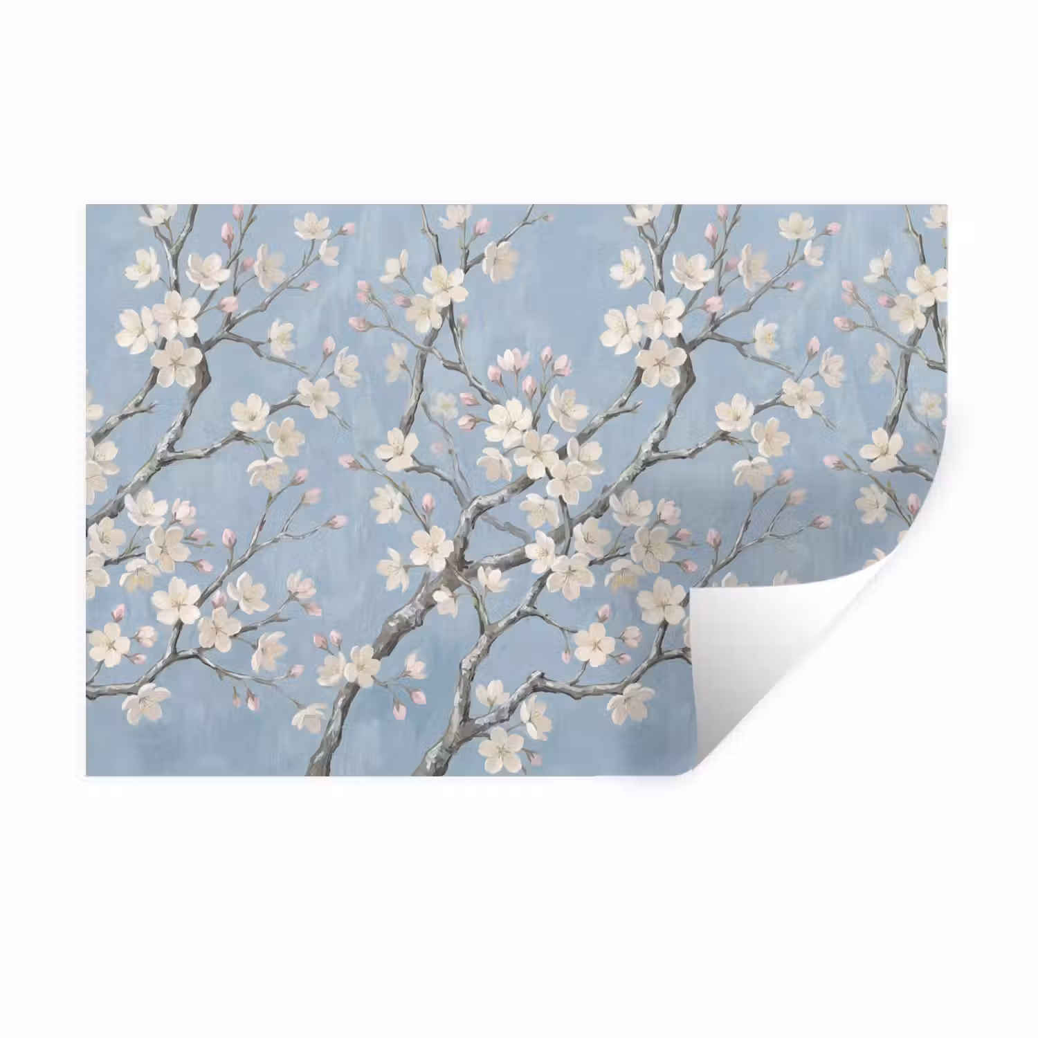 Takken - Kersenbloesem - Blauw Muursticker klein -3d