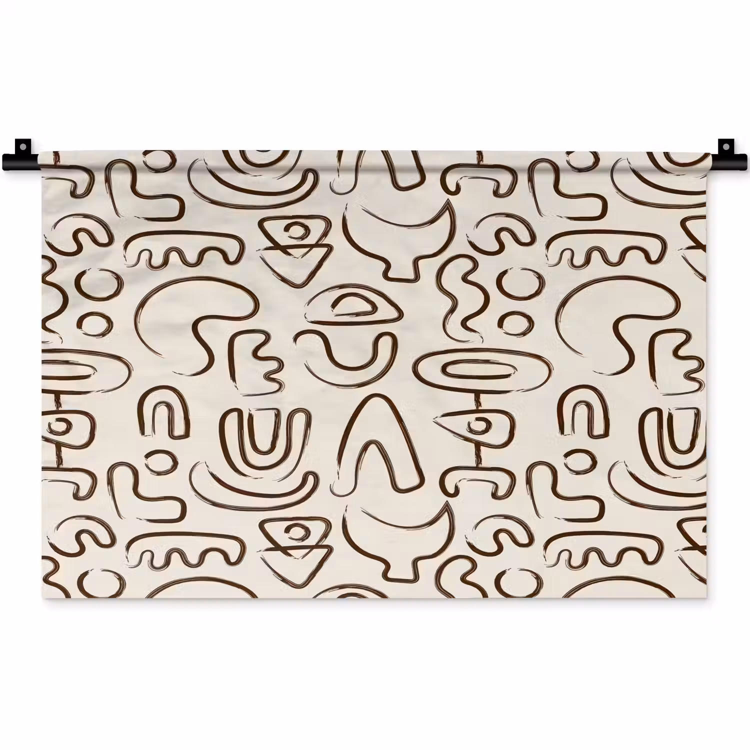 Abstract - Beige - Patroon - Donkerbruin Wandkleed katoen klein 269 -zz3d