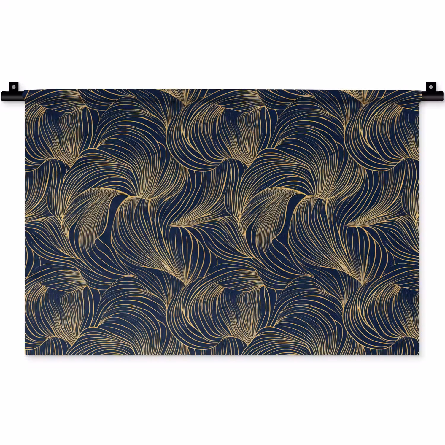 Abstract - Lijnen - Blauw - Goud Wandkleed katoen klein 269 -zz3d
