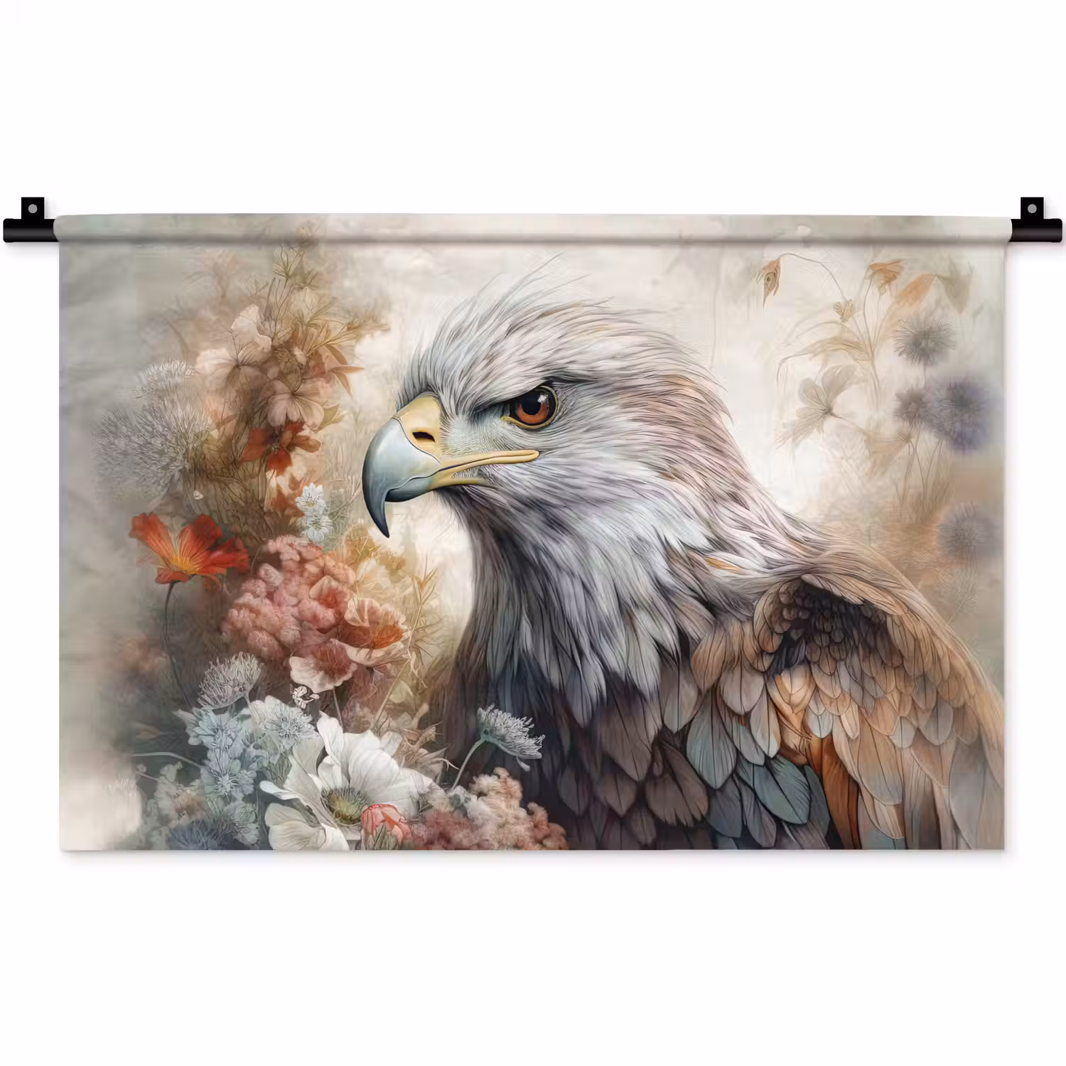 Arend - Adelaar - Vogel - Bloemen - Natuur Wandkleed katoen klein -zz3d