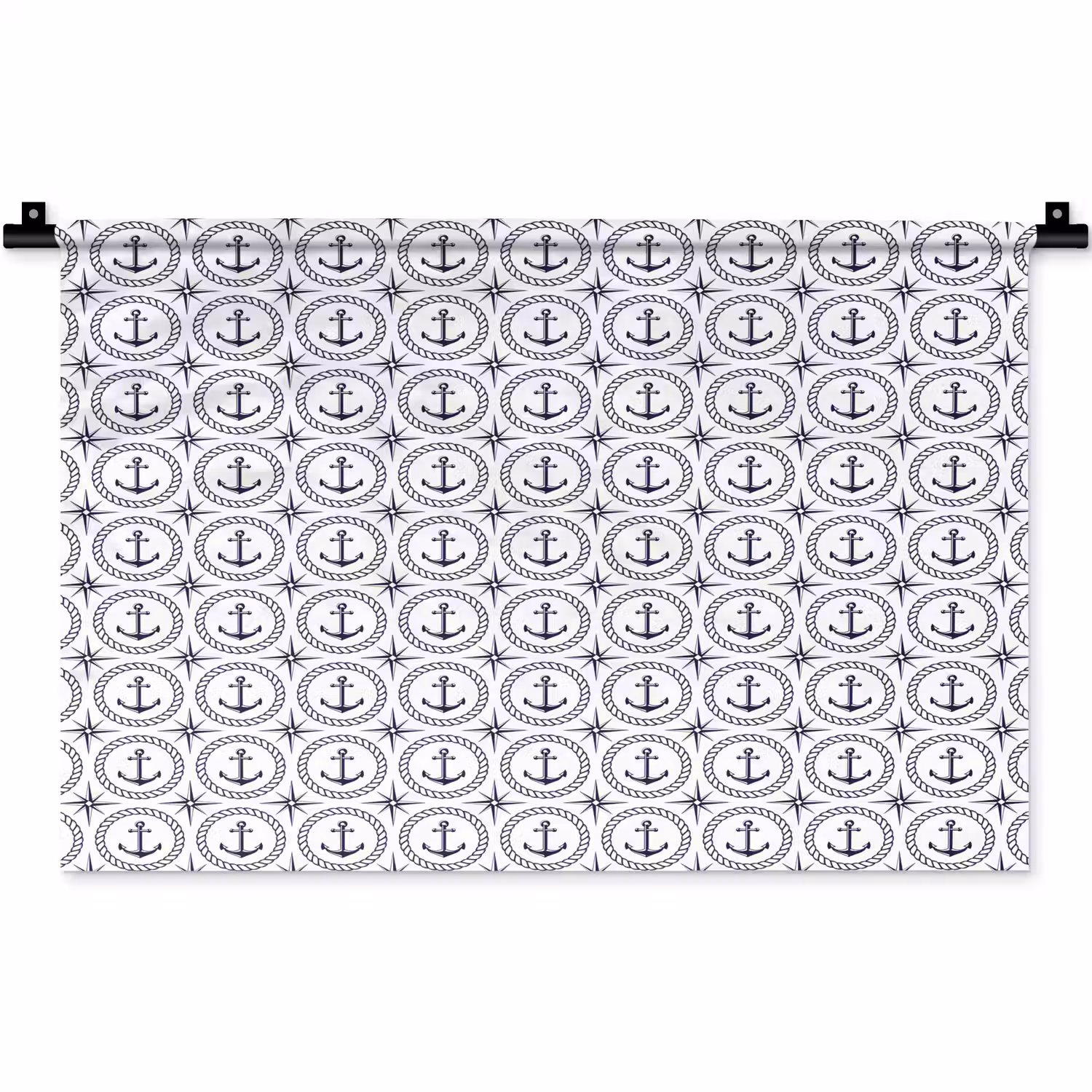 Anker - Haven - Blauw - Wit Wandkleed katoen klein 269 -zz3d