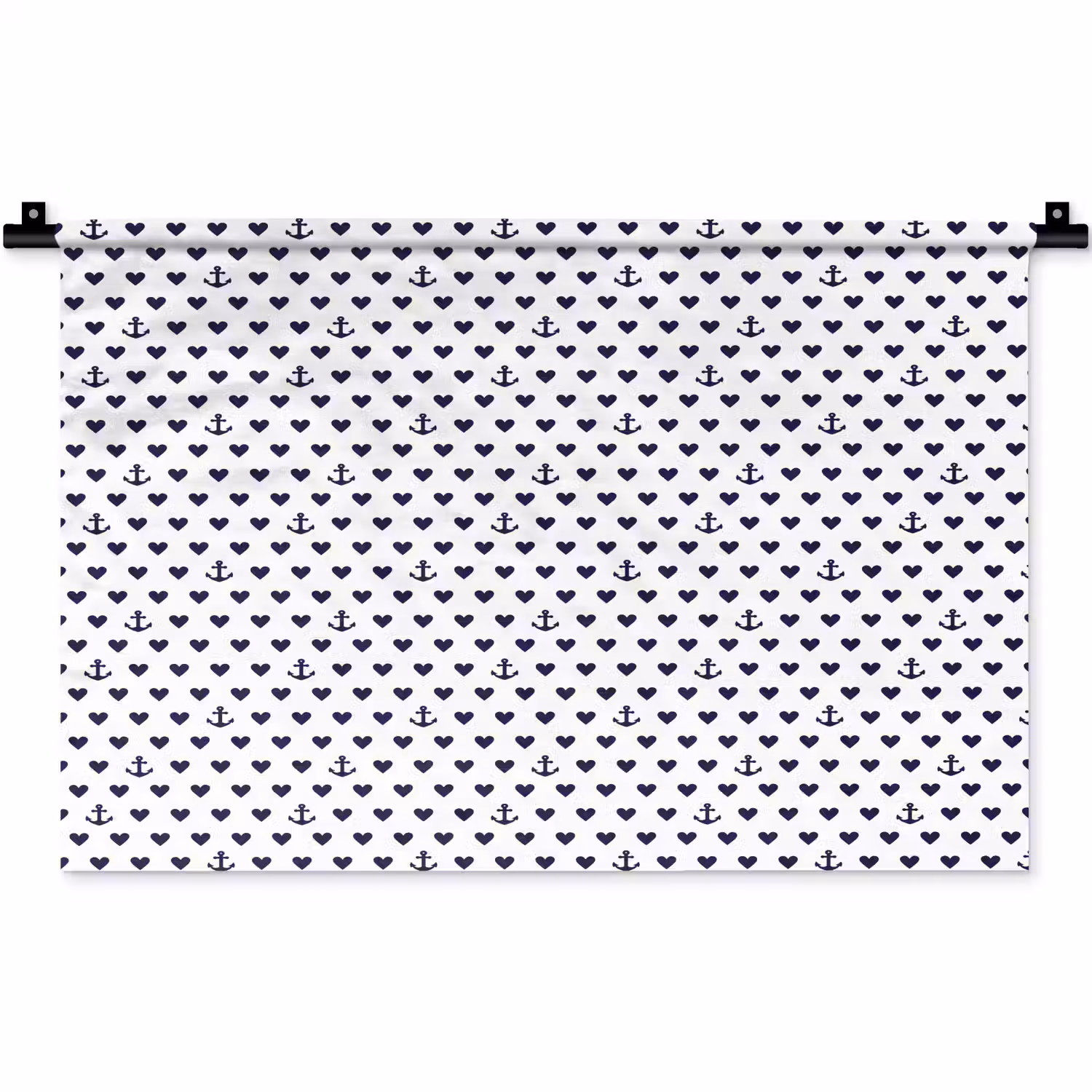Anker - Hart - Blauw - Wit Wandkleed katoen klein 269 -zz3d
