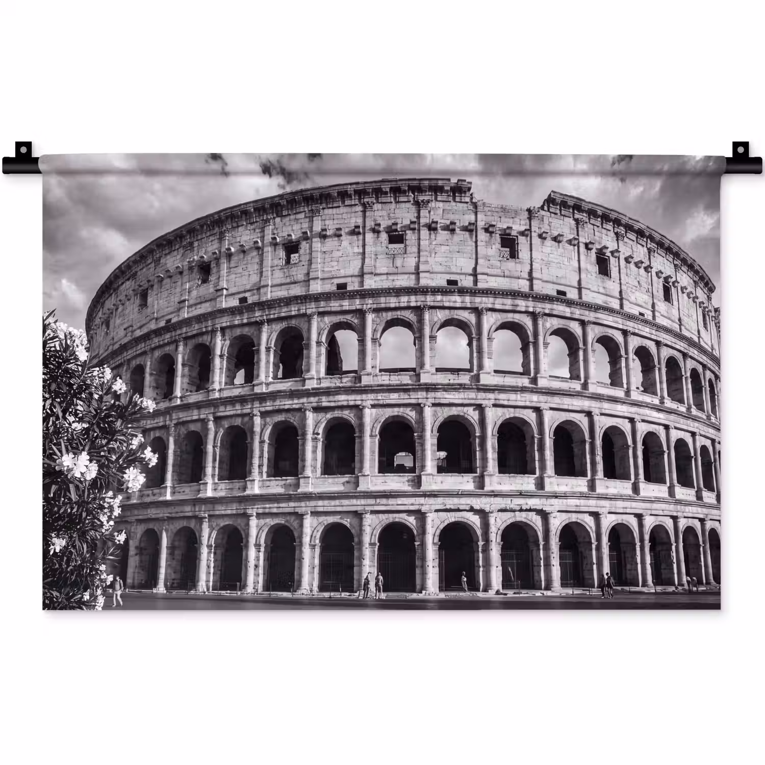 Architectuur - Colosseum - Rome - Historisch - Zwart-wit Wandkleed katoen klein -zz3d