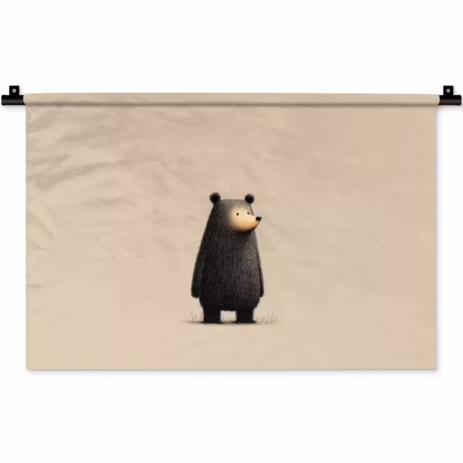 Beer - Donkerbruin - Minimalistisch Wandkleed katoen klein -zz3d