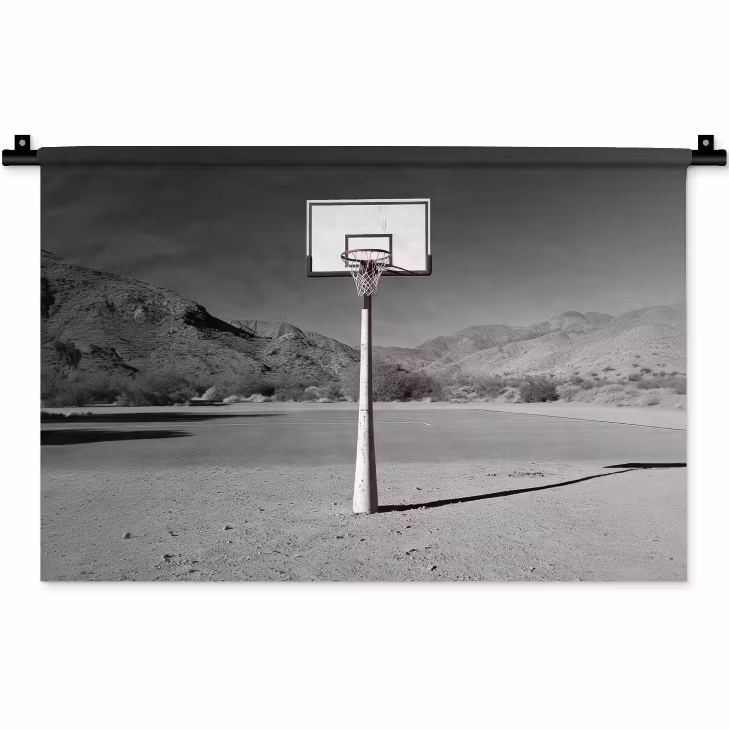 Basketbalpaal - Landschap - Zand - Wit Wandkleed katoen klein -zz3d