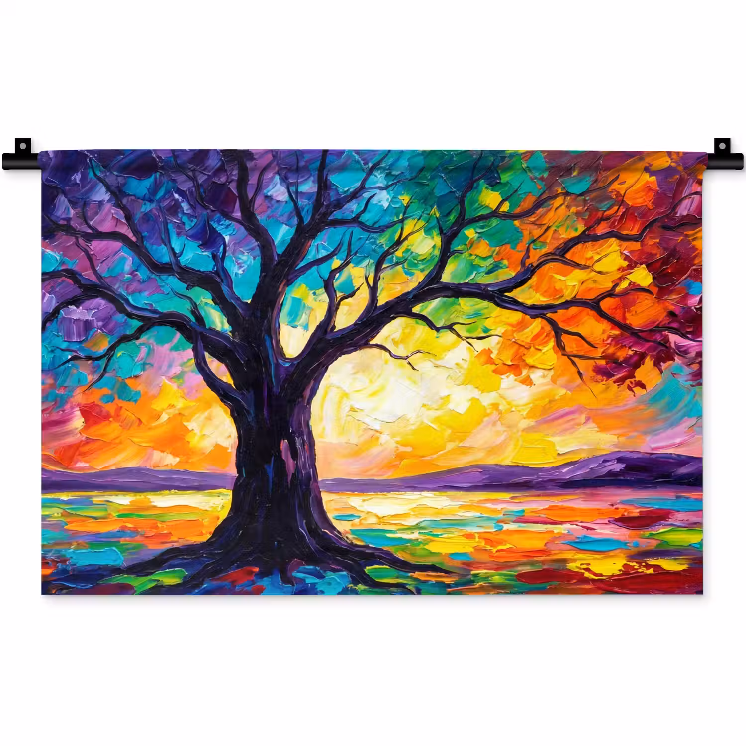 Boom - Landschap - Natuur - Abstract - Kleurrijk Wandkleed katoen klein -zz3d
