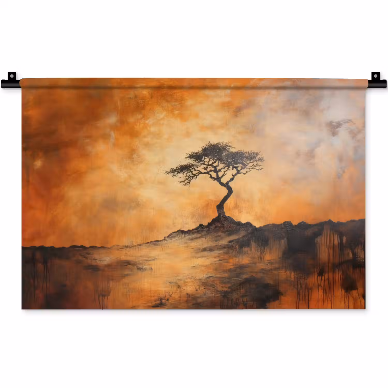 Boom - Landschap - Oranje Wandkleed katoen klein -zz3d