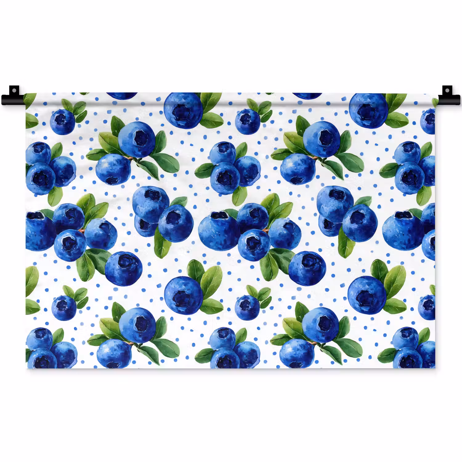 Bessen - Patroon - Blauw Wandkleed katoen klein 269 -zz3d