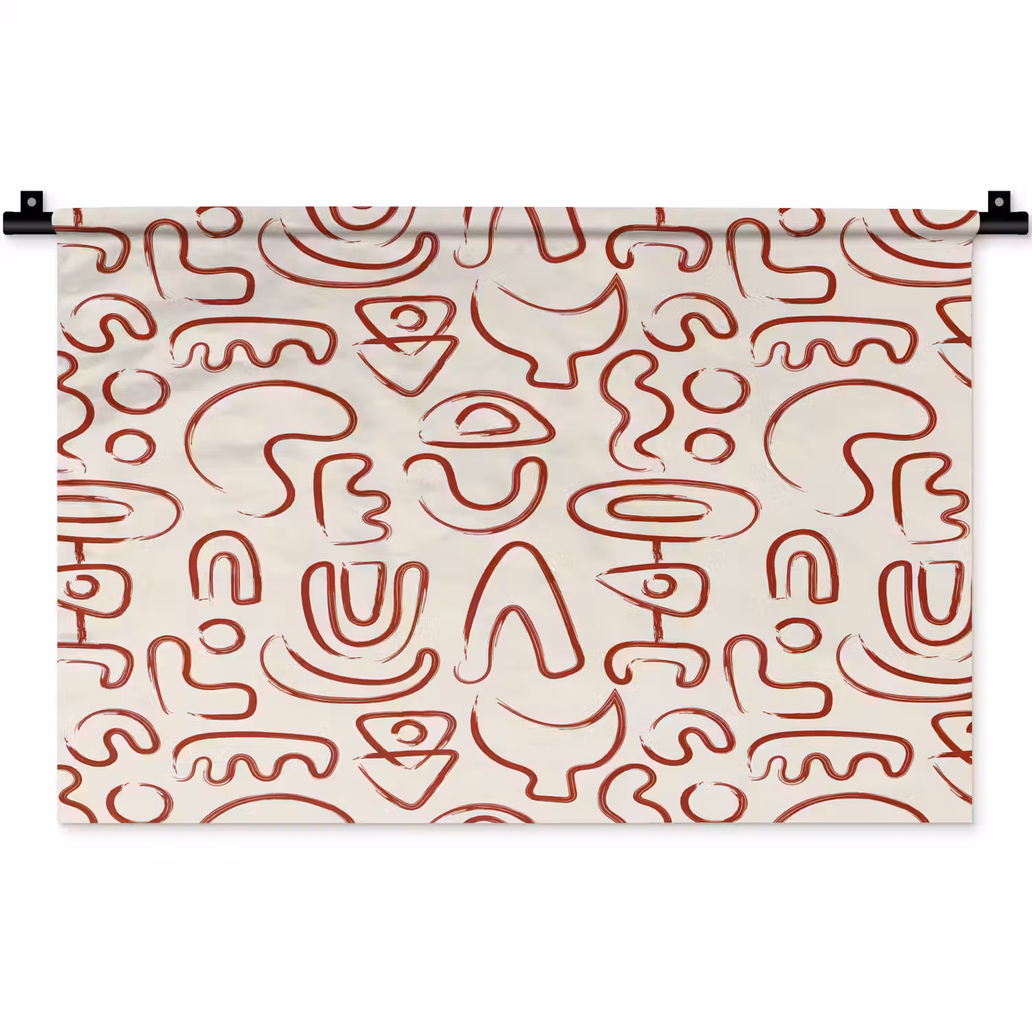 Beige - Vormen - Rood - Patroon Wandkleed katoen klein 269 -zz3d