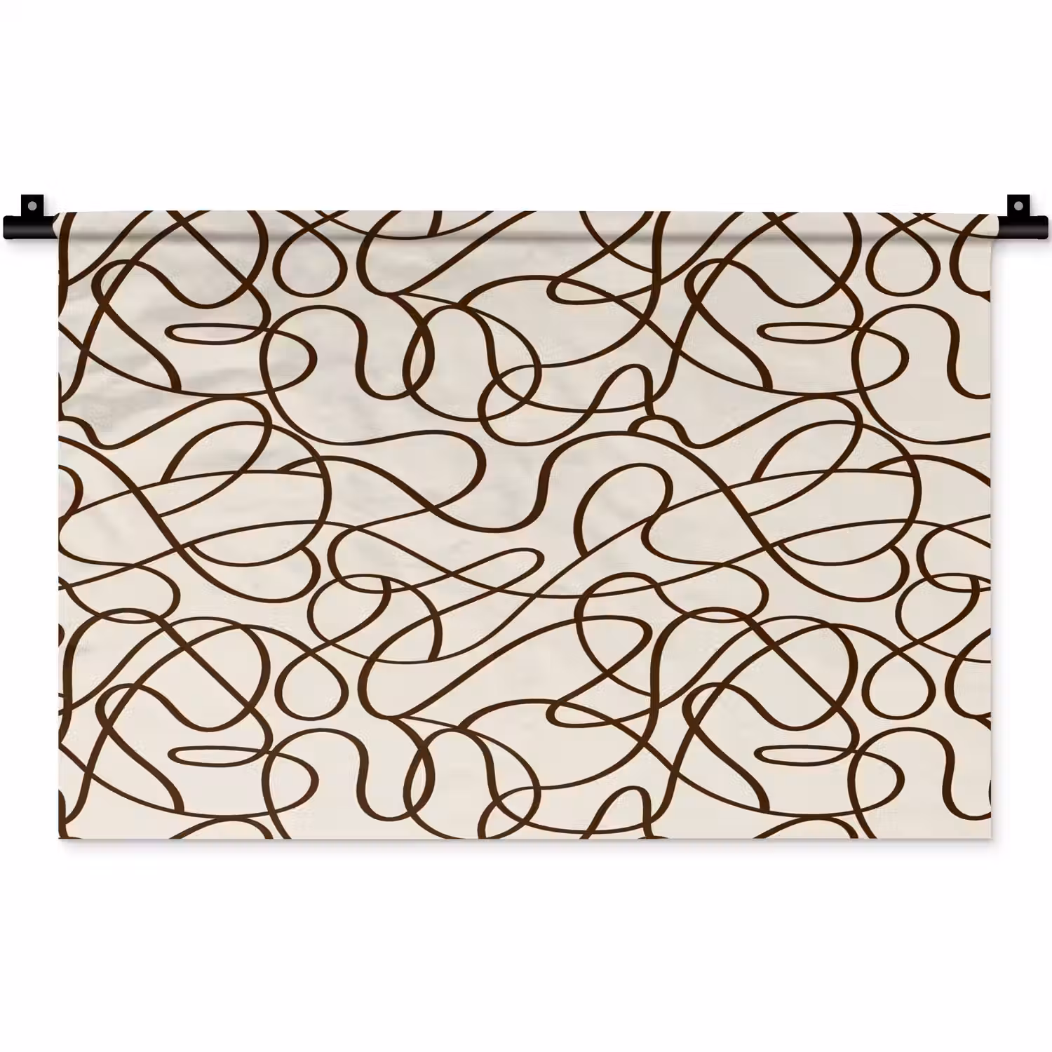 Beige - Lijnen - Donkerbruin Wandkleed katoen klein 269 -zz3d