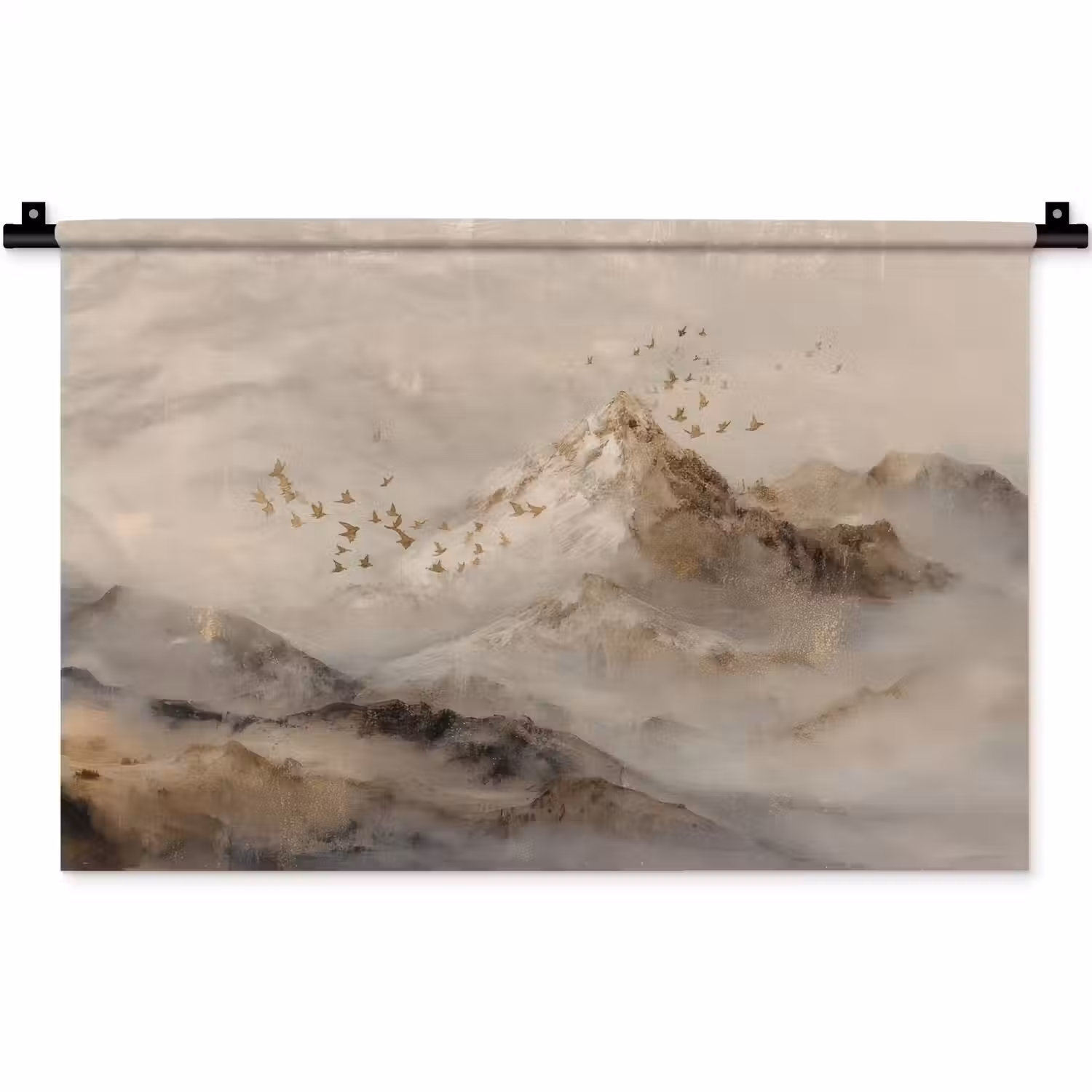 Berglandschap - Mist - Penseelstreken Wandkleed katoen klein -zz3d