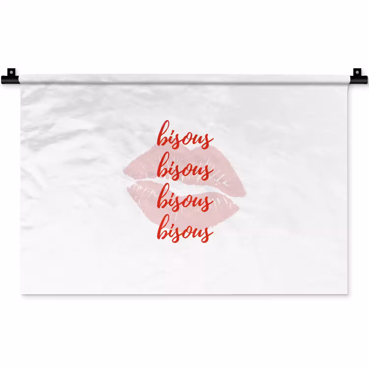 Bisous - Lip - Wit - Rood Wandkleed katoen klein -zz3d