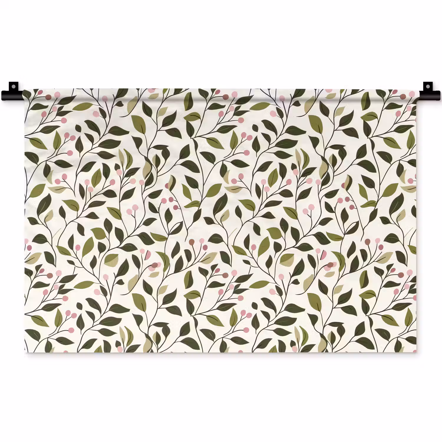 Bladeren - Bessen - Roze Wandkleed katoen klein 269 -zz3d