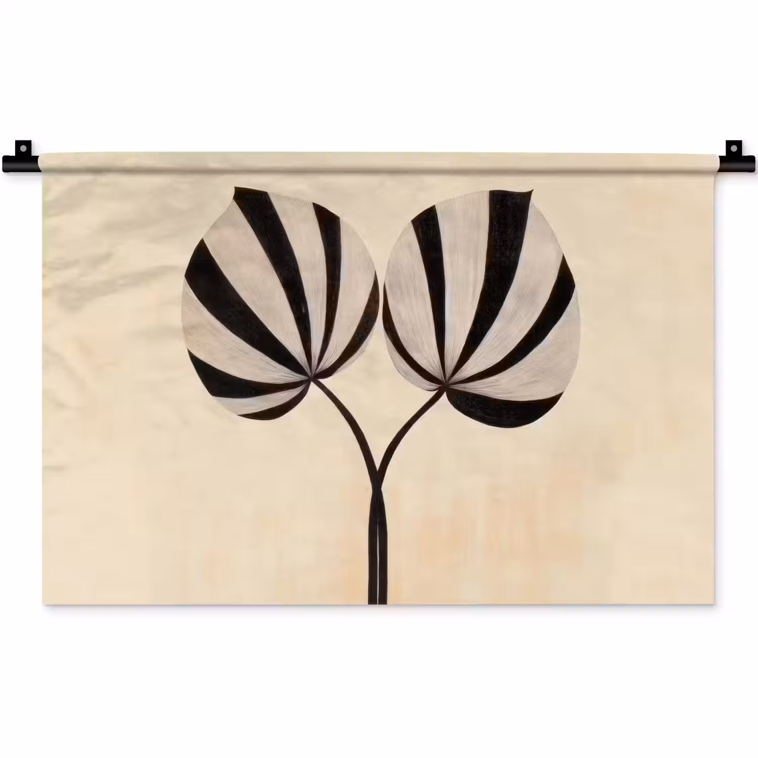 Bladeren - Gestreept - Stengel - Beige Wandkleed katoen klein -zz3d