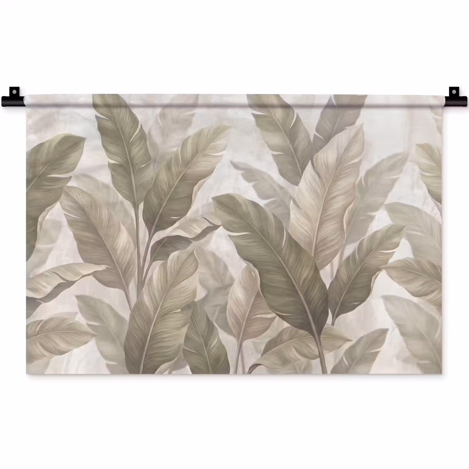 Bladeren - Tropisch - Natuur - Abstract - Beige Wandkleed katoen klein -zz3d