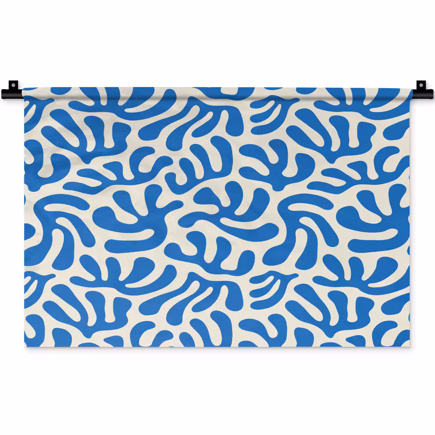 Blauw - Abstract - Bladeren - Patroon Wandkleed katoen klein 269 -zz3d