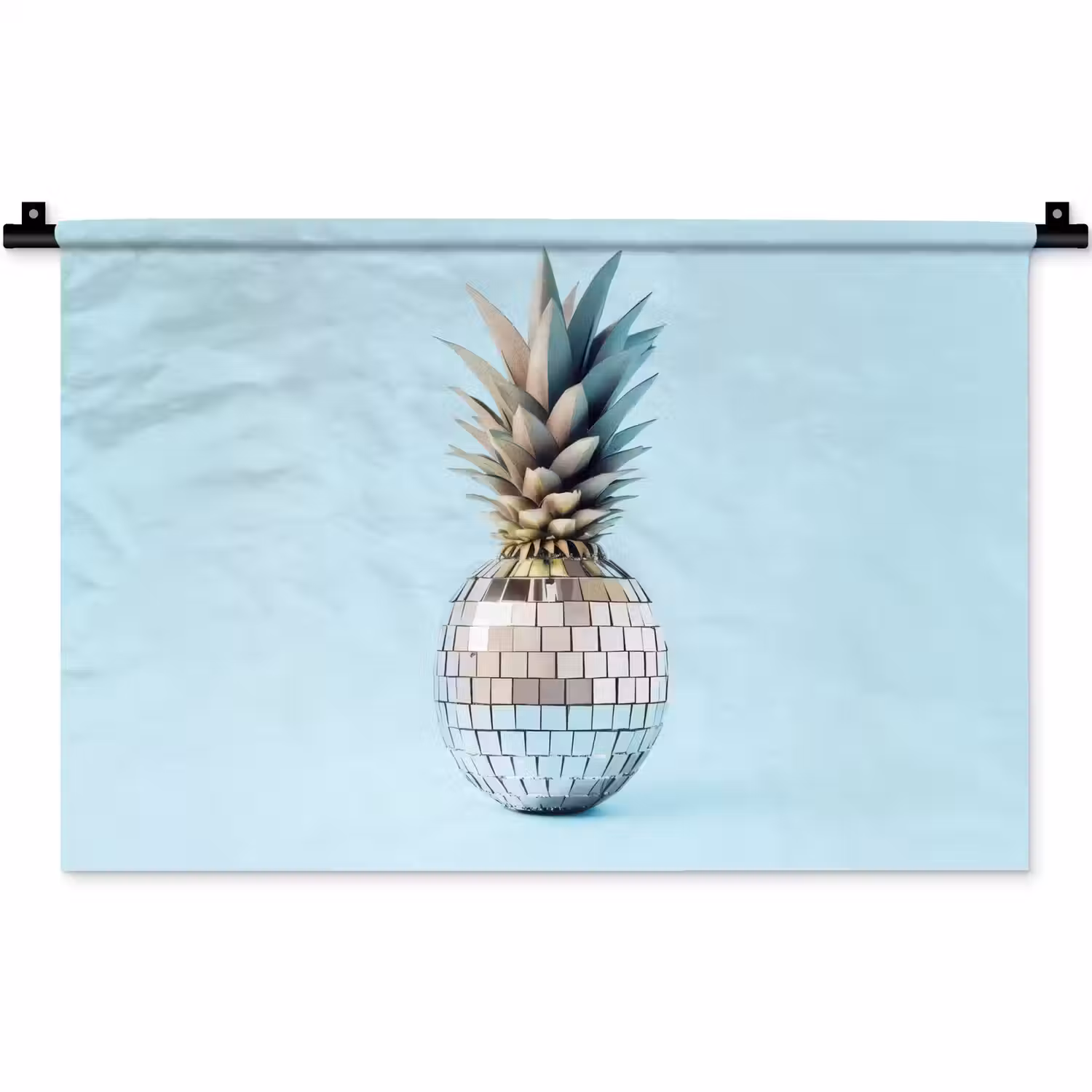 Blauw - Ananas - Disco - Discobal Wandkleed katoen klein -zz3d