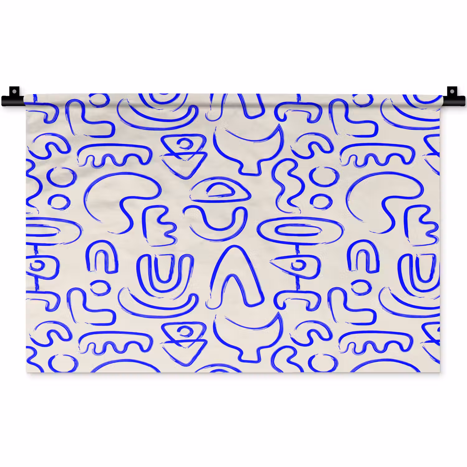 Blauw - Patroon - Abstract - Beige Wandkleed katoen klein 269 -zz3d