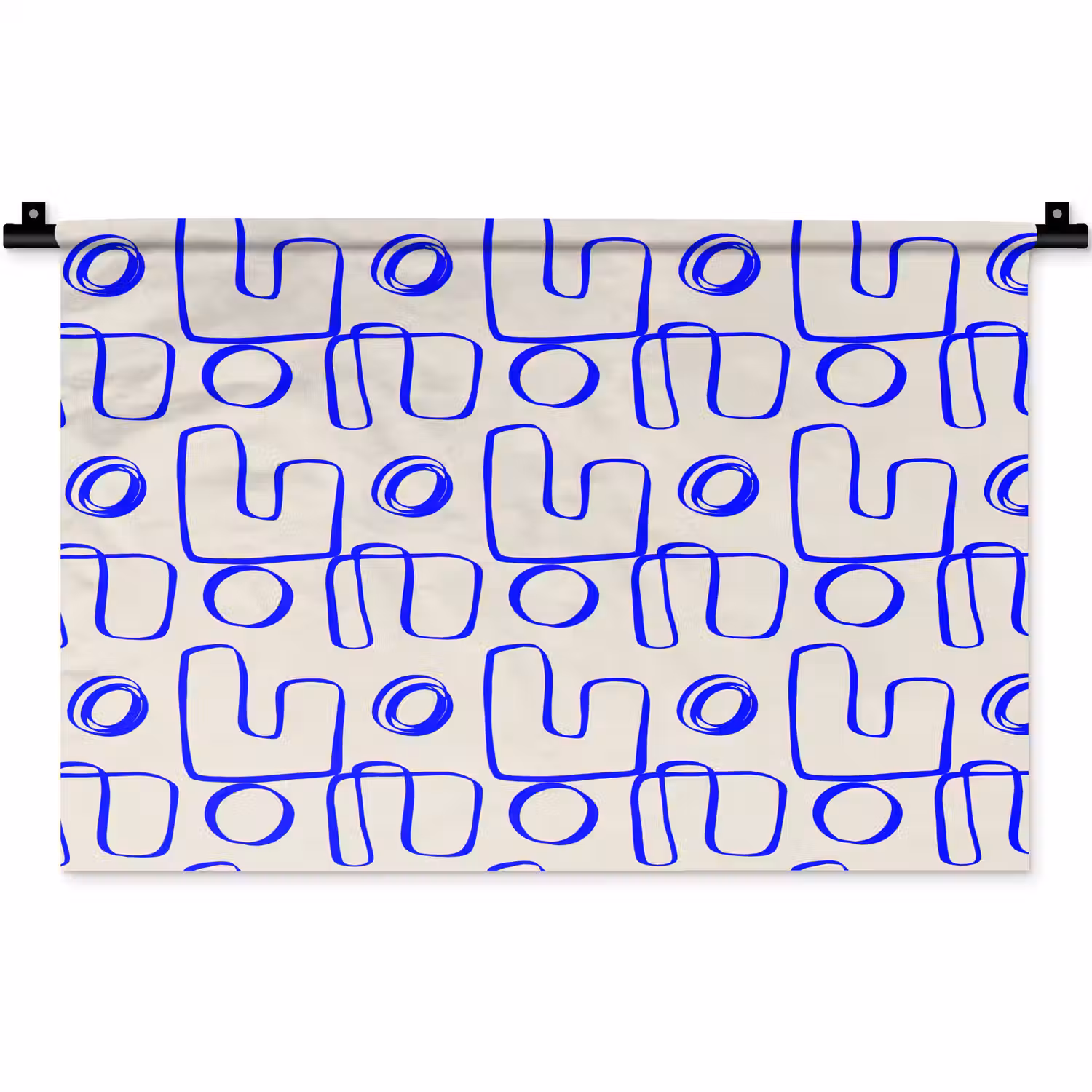 Blauw - Patroon - Beige - Abstract Wandkleed katoen klein 269 -zz3d