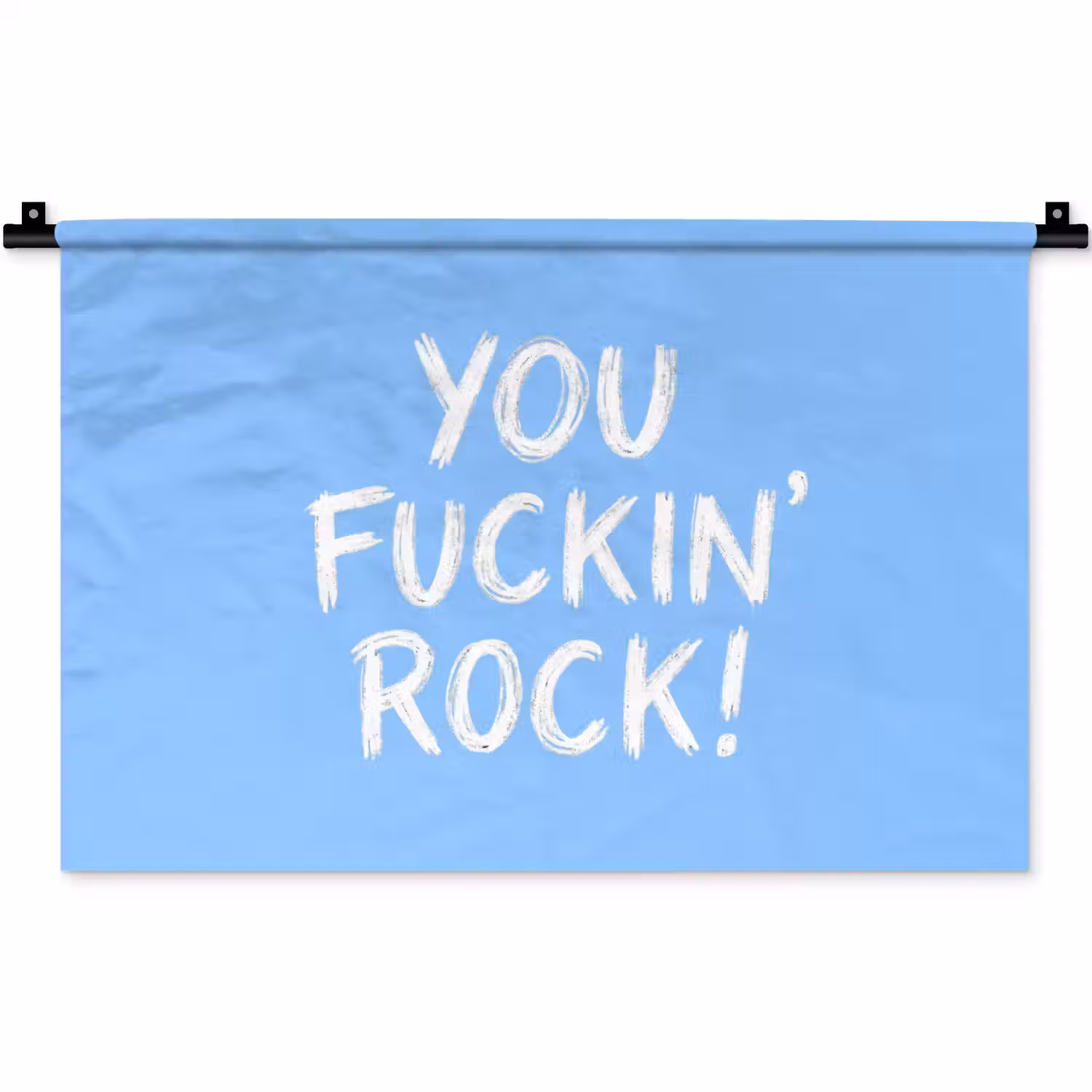 Blauw - Wit - You fuckin rock Wandkleed katoen klein -zz3d