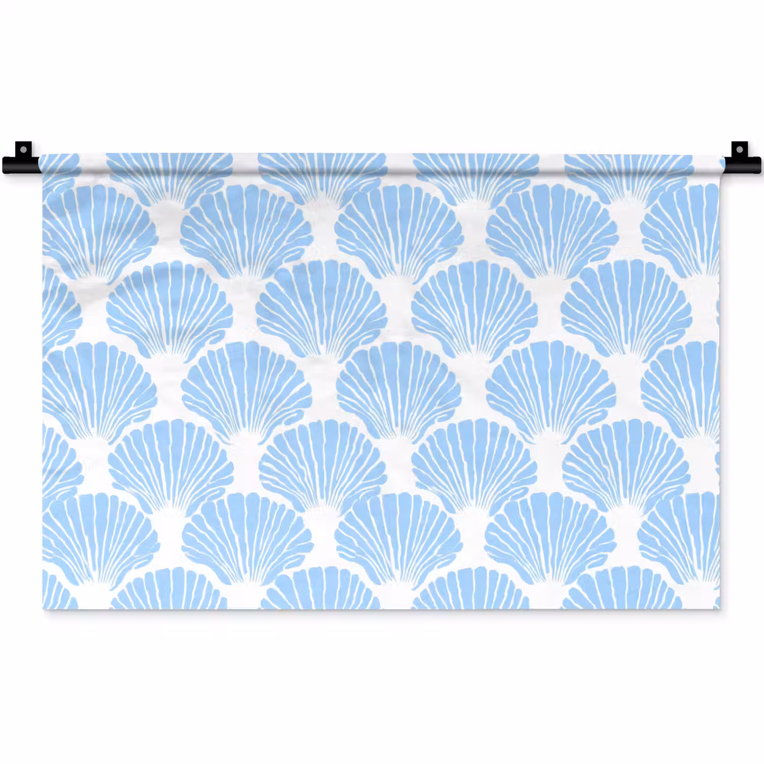 Blauw - Wit - Schelpen - Grafisch - Structuur Wandkleed katoen klein 269 -zz3d