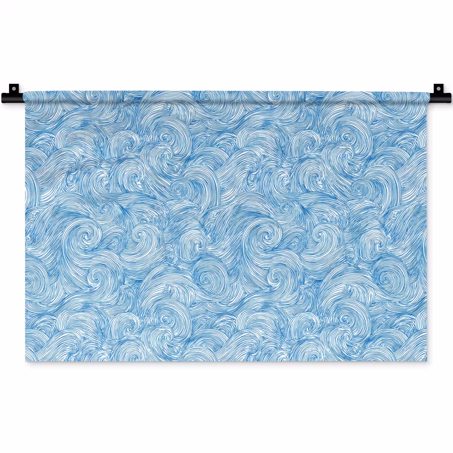 Blauw - Wit - Spiraal - Golven - Lijnen Wandkleed katoen klein 269 -zz3d