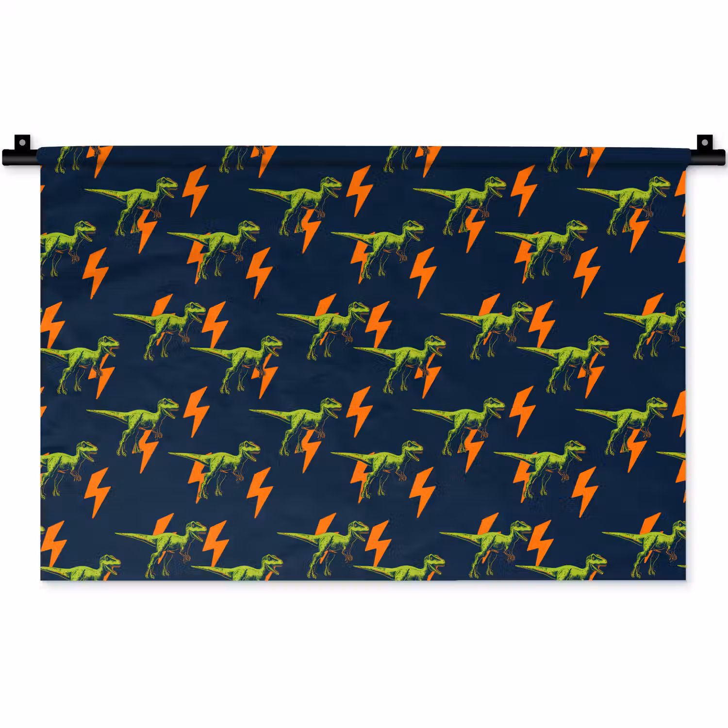 Bliksemschichten - Oranje - Dinosaurussen Wandkleed katoen klein -zz3d