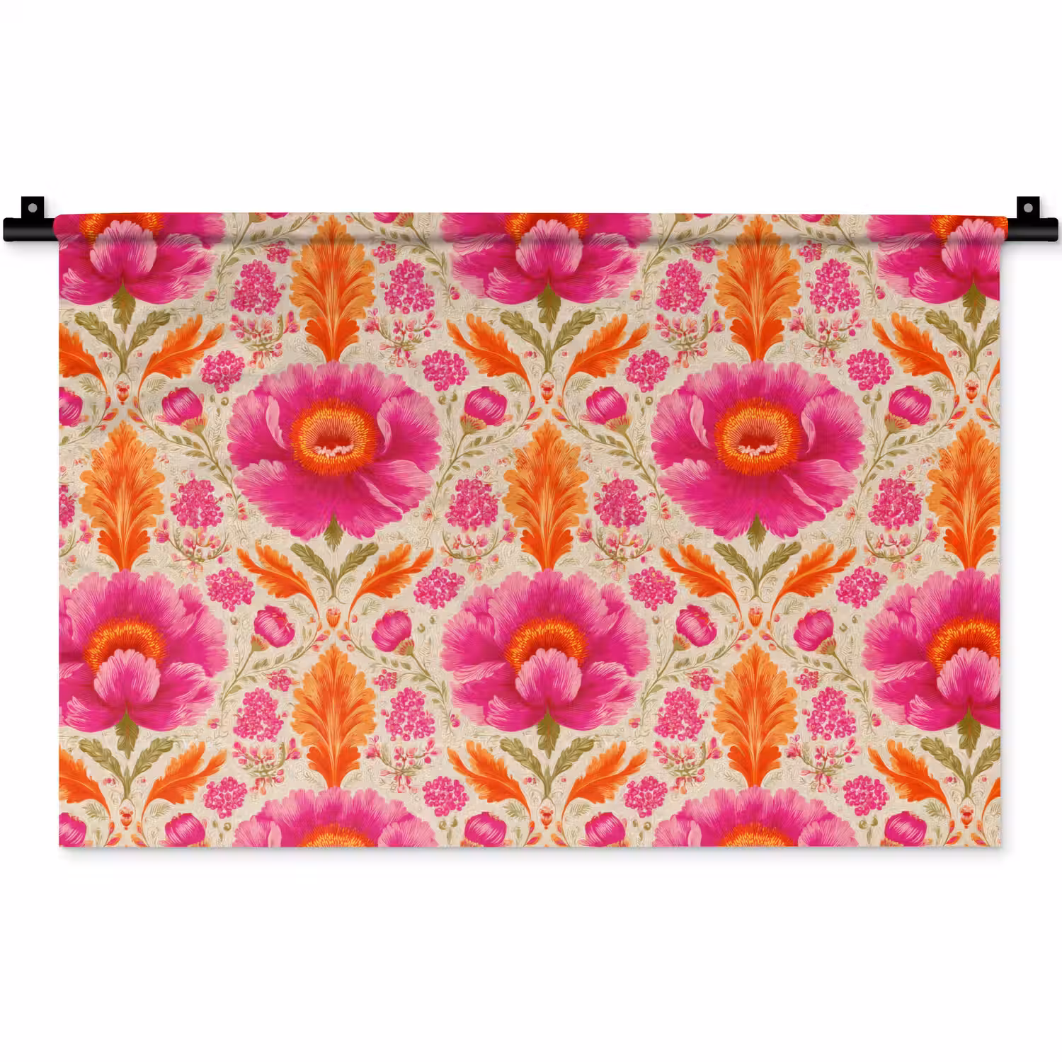 Bloemen - Barok - Roze - Oranje Wandkleed katoen klein 269 -zz3d