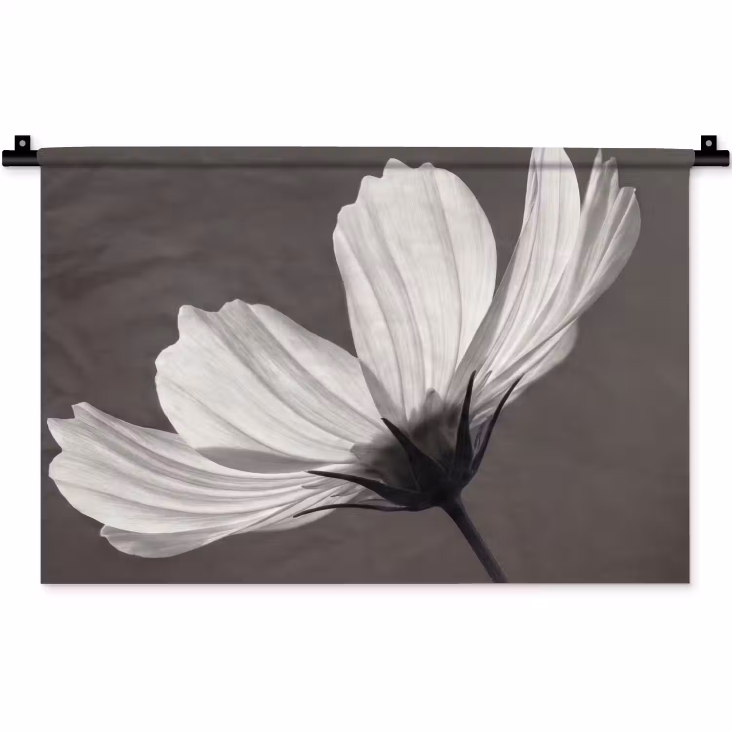 Bloem - Minimalistisch - Zwart - Wit Wandkleed katoen klein -zz3d
