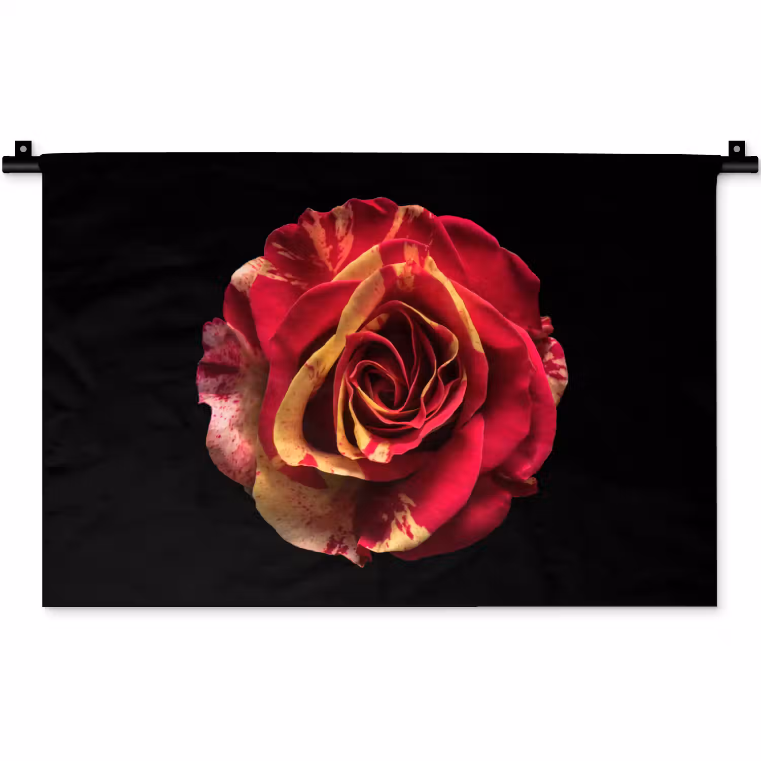 Bloem - Roos - Rood - Zwart Wandkleed katoen klein -zz3d