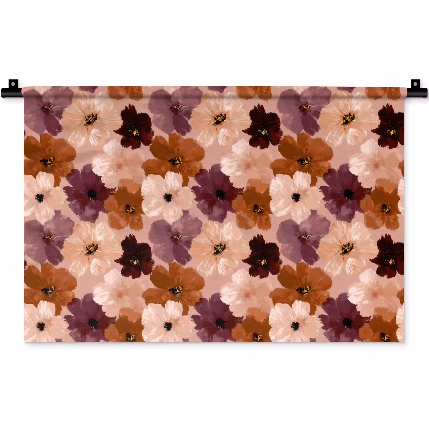 Bloemen - Abstract - Aardetinten Wandkleed katoen klein 269 -zz3d
