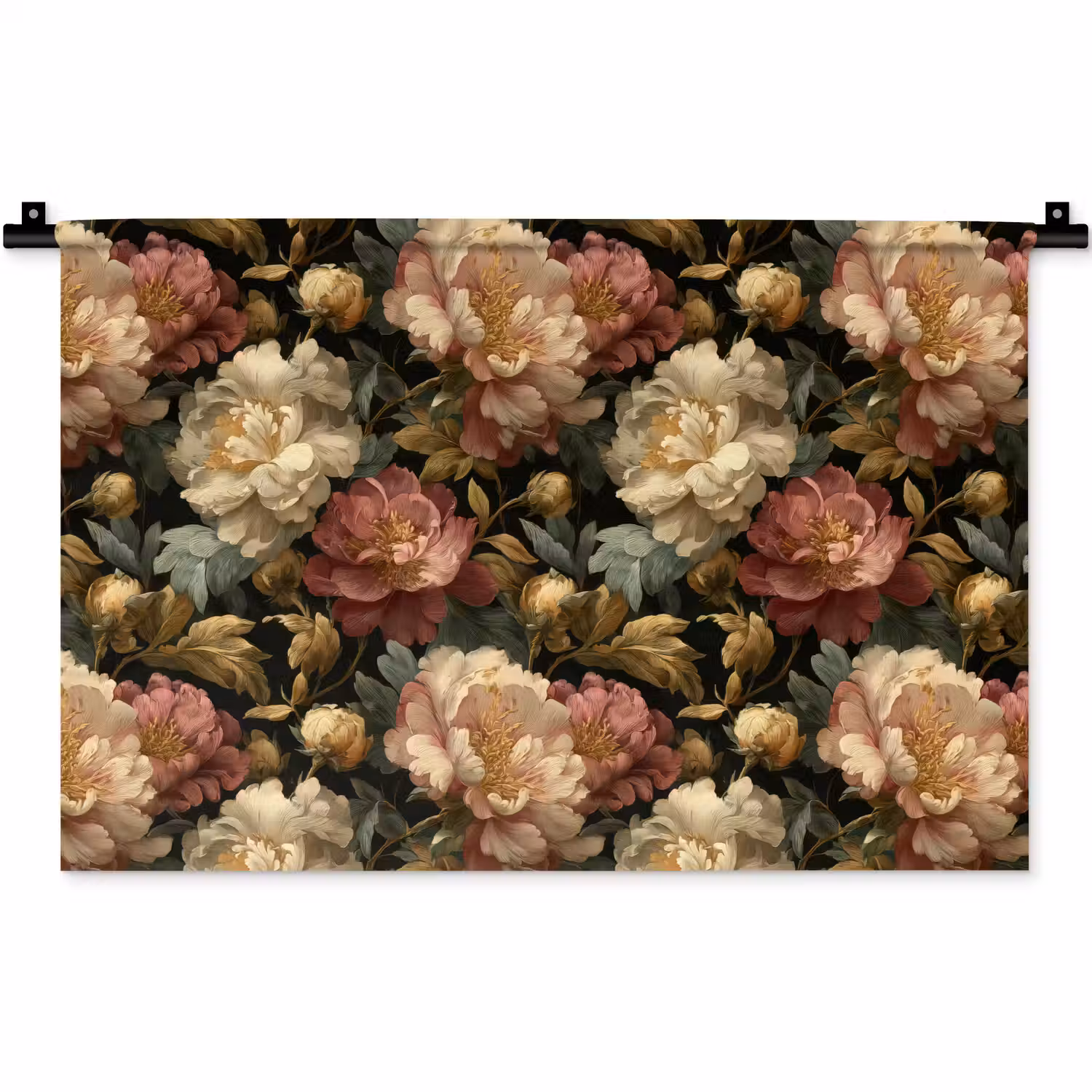 Bloemen - Barok - Patroon - Roze - Crème Wandkleed katoen klein 269 -zz3d