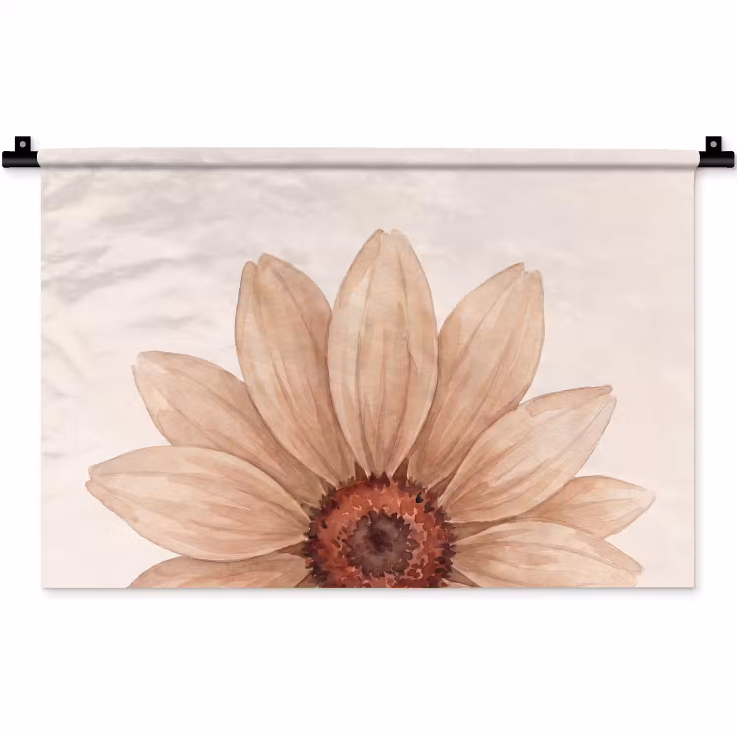 Bloemen - Bloemblad - Natuur - Aquarel - Beige Wandkleed katoen klein -zz3d