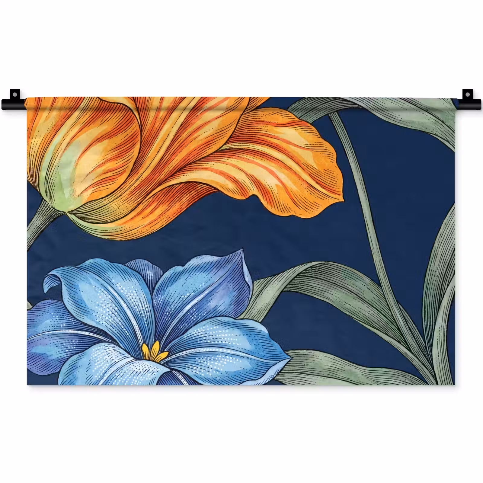 Wandteppich - Blumen – Botanik – Muster - Bloemen - Botanisch - Patroon Wandkleed katoen klein