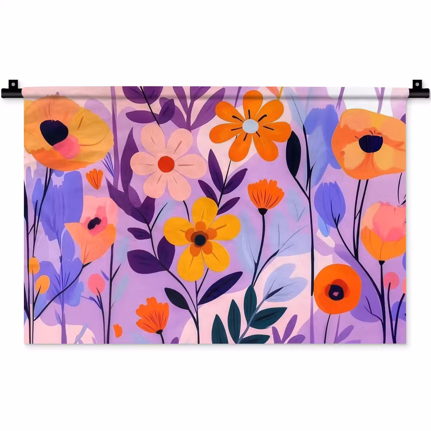Bloemen - Kleurrijk - Bladeren Wandkleed katoen klein -zz3d