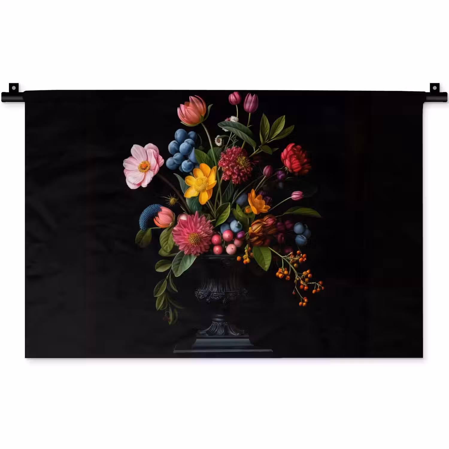 Bloemen - Vrolijk - Vaas Wandkleed katoen klein -zz3d