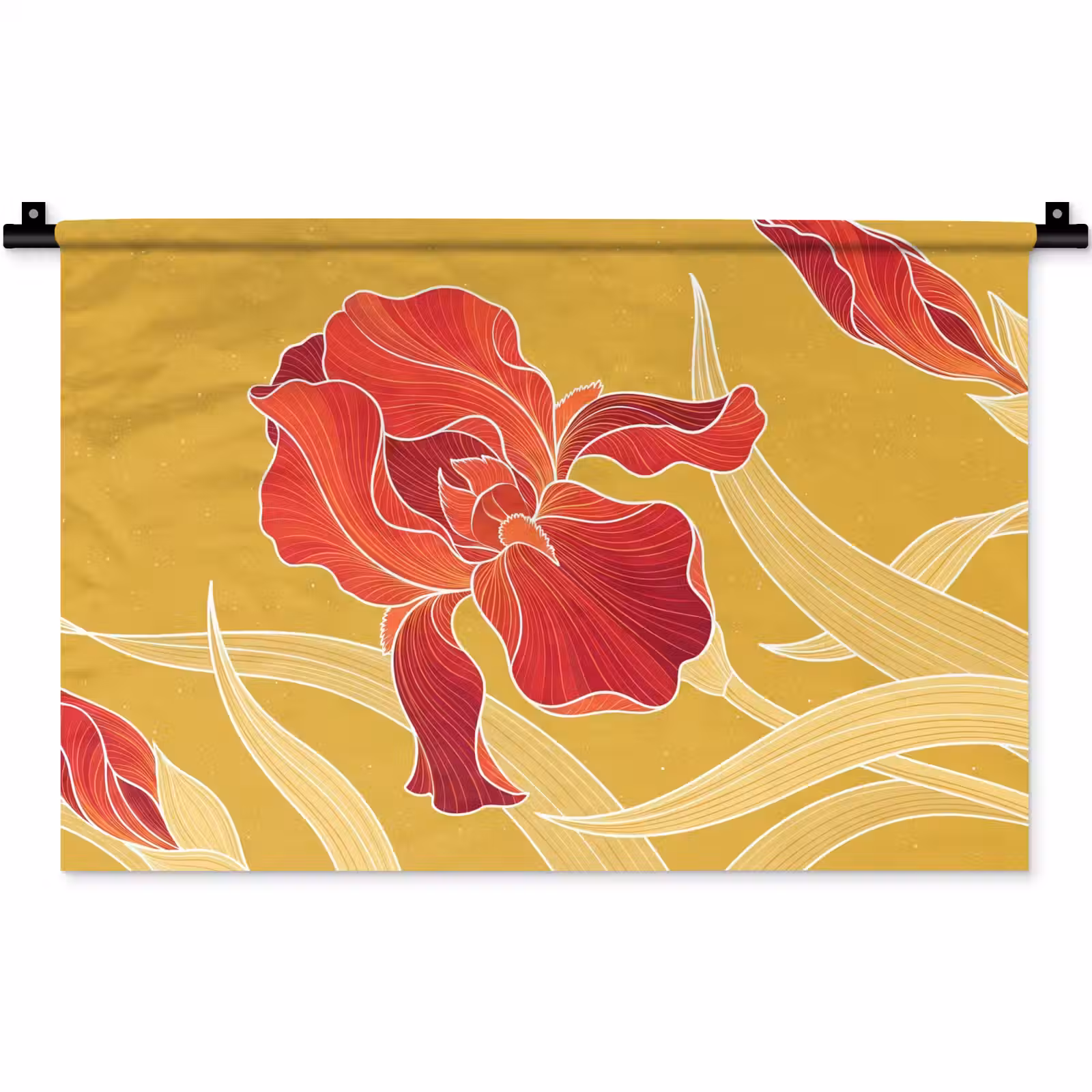 Wandteppich - Blumen – Illustration – Rot - Bloemen - Illustratie - Rood Wandkleed katoen klein