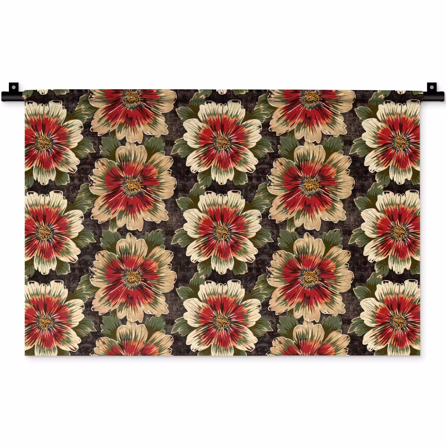 Bloemen - Klassiek - Patroon - Rood Wandkleed katoen klein 269 -zz3d
